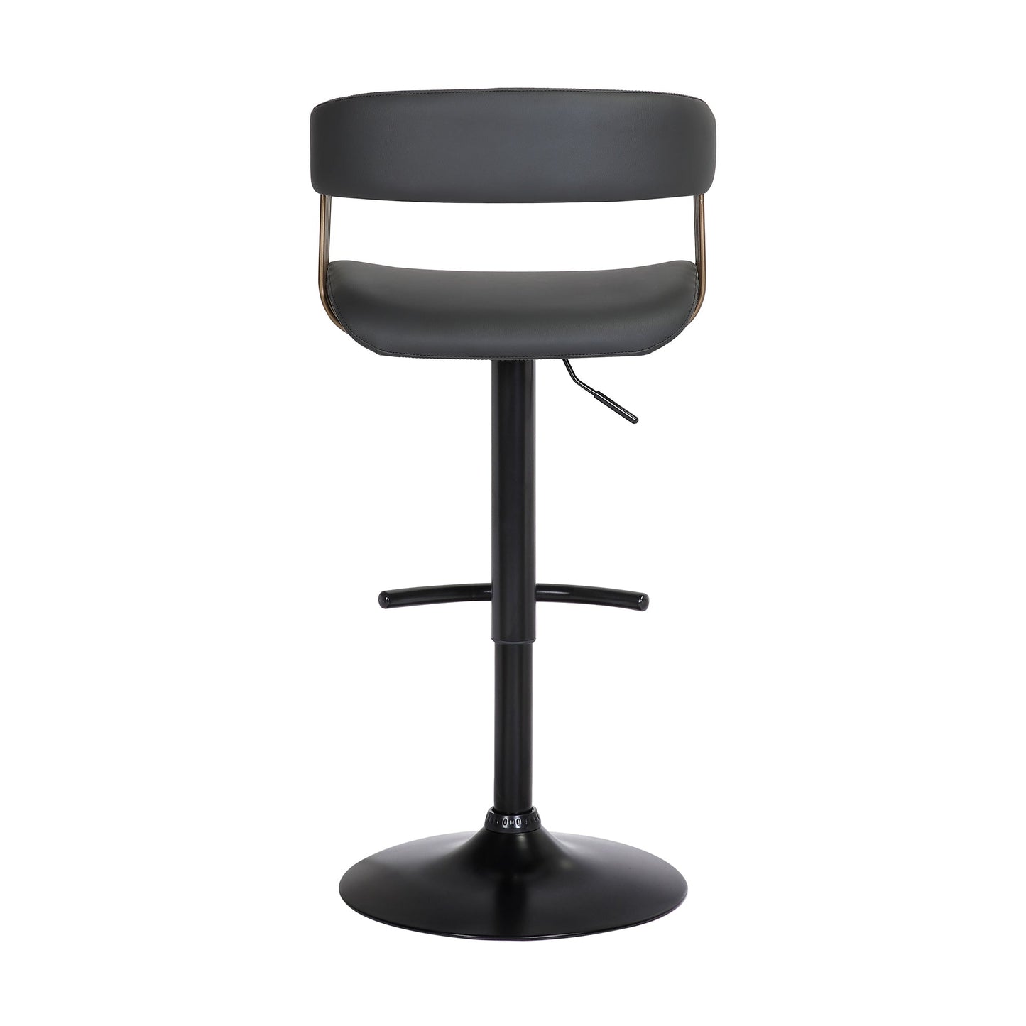 Calista Adjustable Bar Stool in Black Faux Leather with Golden Bronze and Black Metal