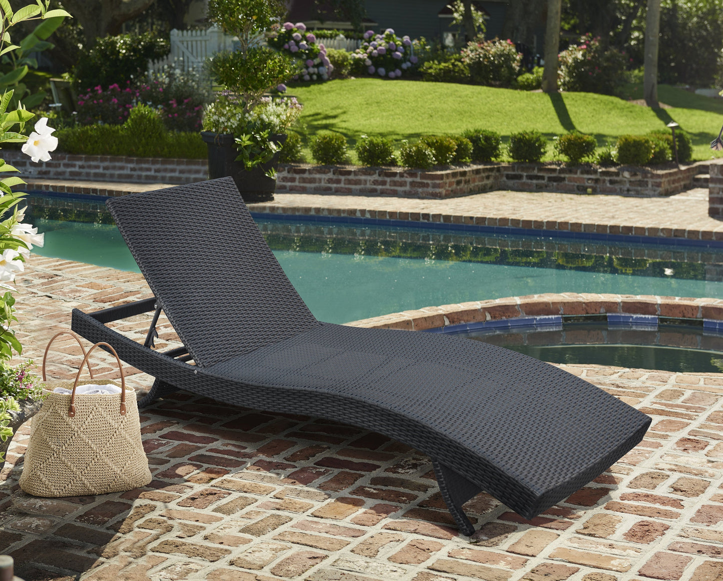 Cabana Outdoor Adjustable Wicker Chaise Lounge Chair