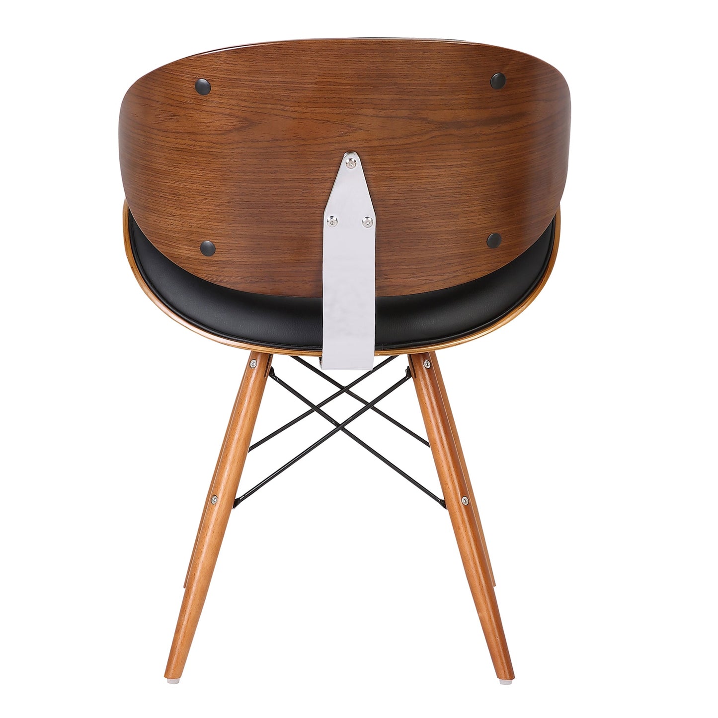 Cassie Mid-Century Dining Chair in Walnut Wood and Black Faux Leather