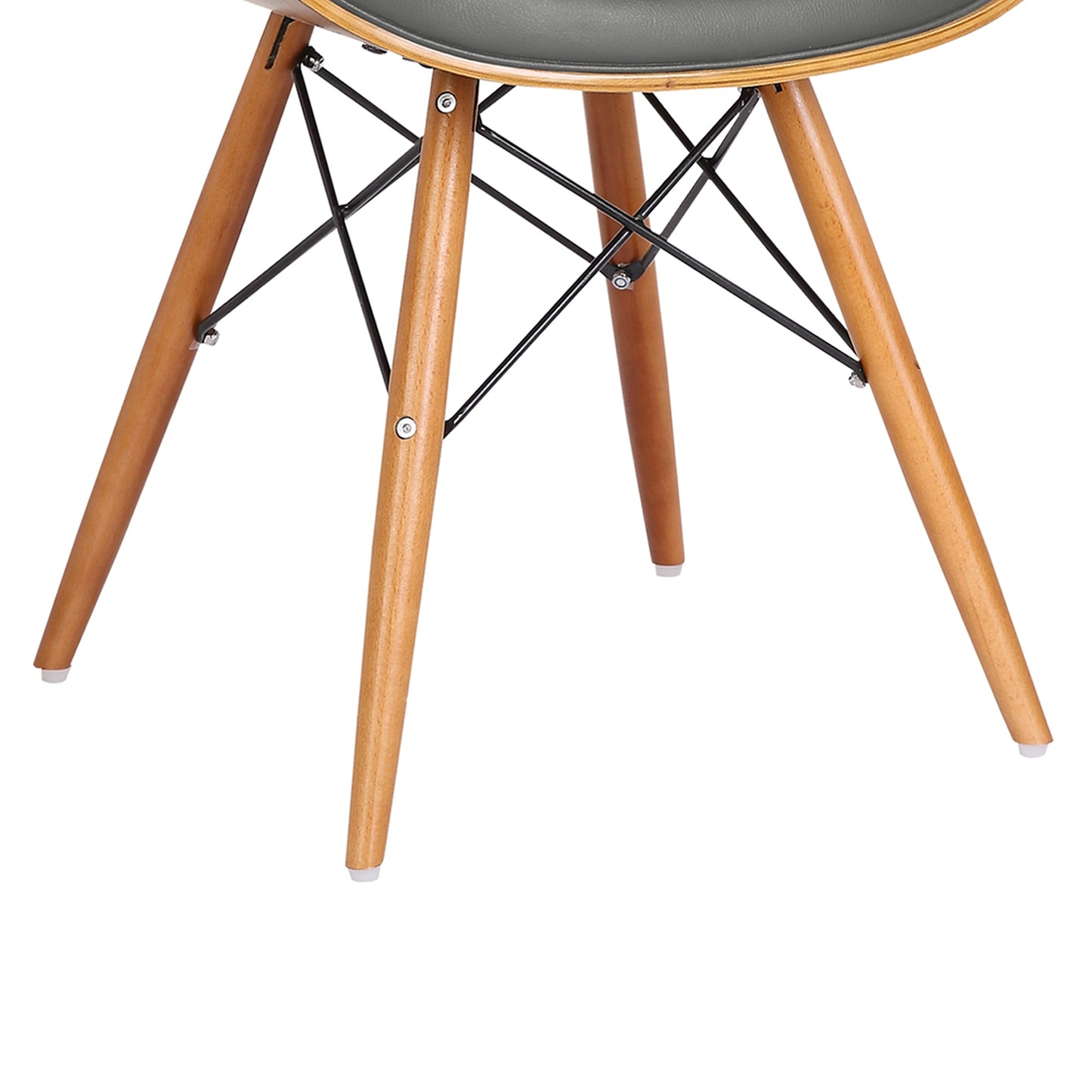 Cassie Mid-Century Dining Chair in Walnut Wood and Gray Faux Leather