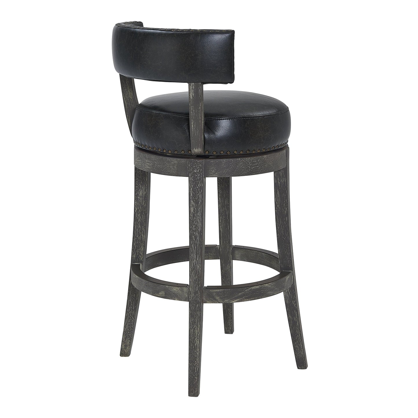 Corbin 26" Counter Height Swivel Onyx Faux Leather and American Gray Wood Bar Stool