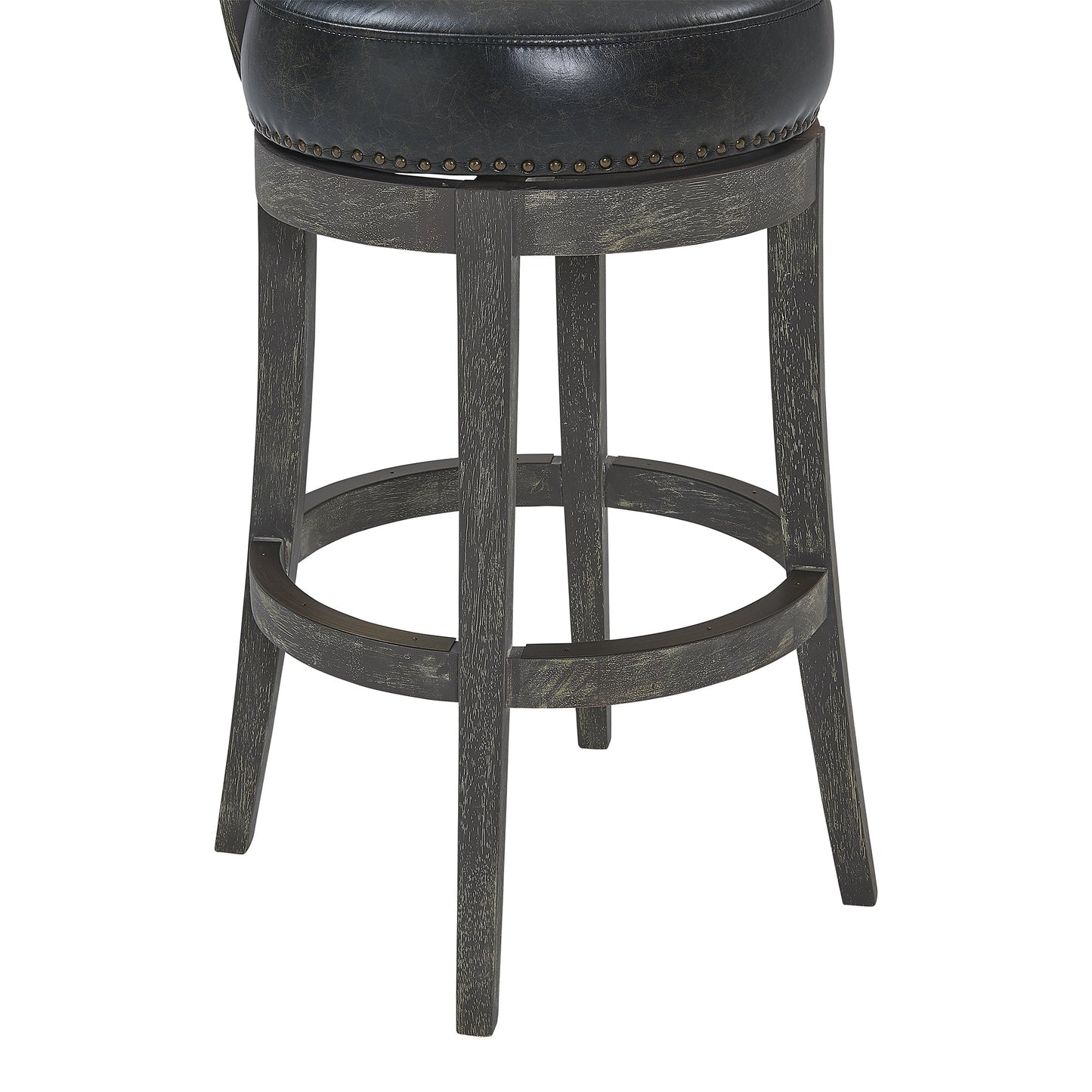 Corbin 26" Counter Height Swivel Onyx Faux Leather and American Gray Wood Bar Stool