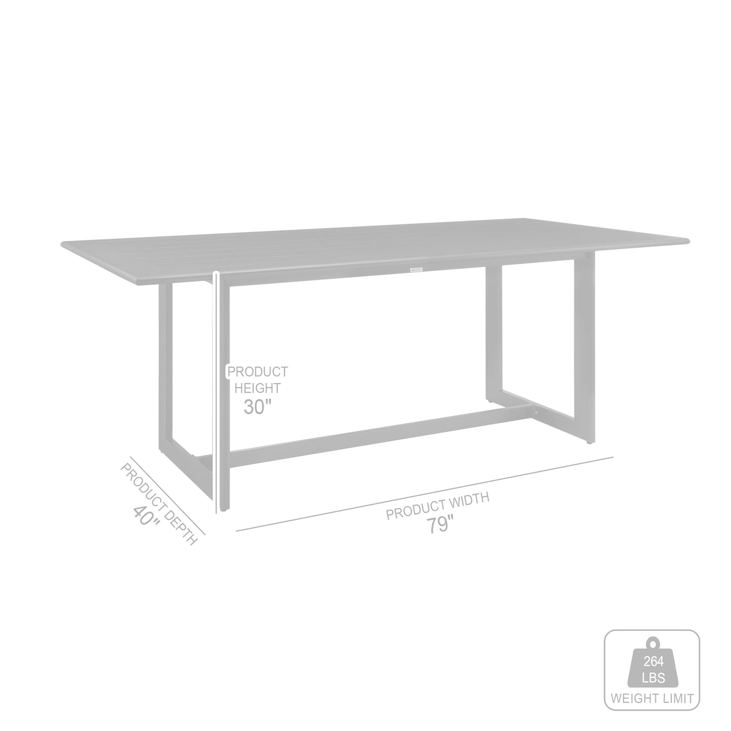 Cayman Outdoor Patio 7-Piece Dining Table Set in Aluminum with Gray Cushions