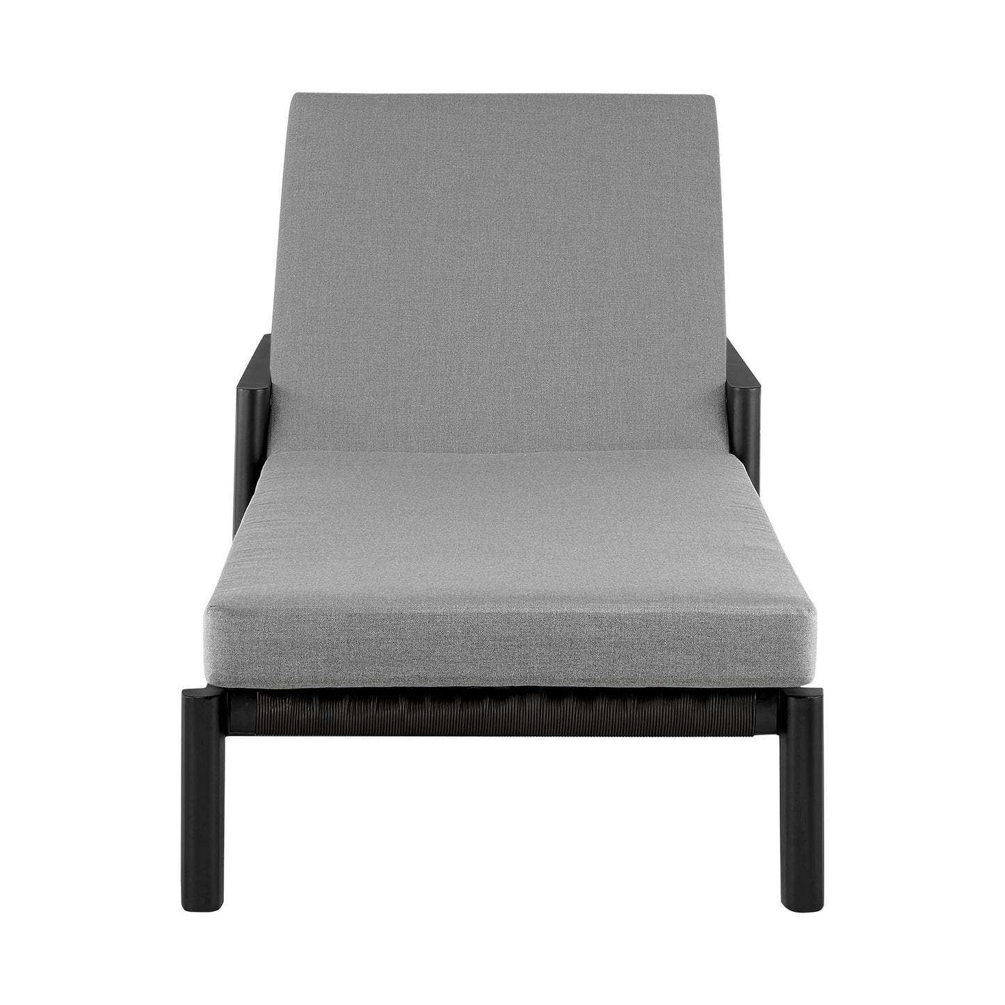 Cayman Outdoor Patio Adjustable Chaise Lounge Chair in Aluminum with Gray Cushions