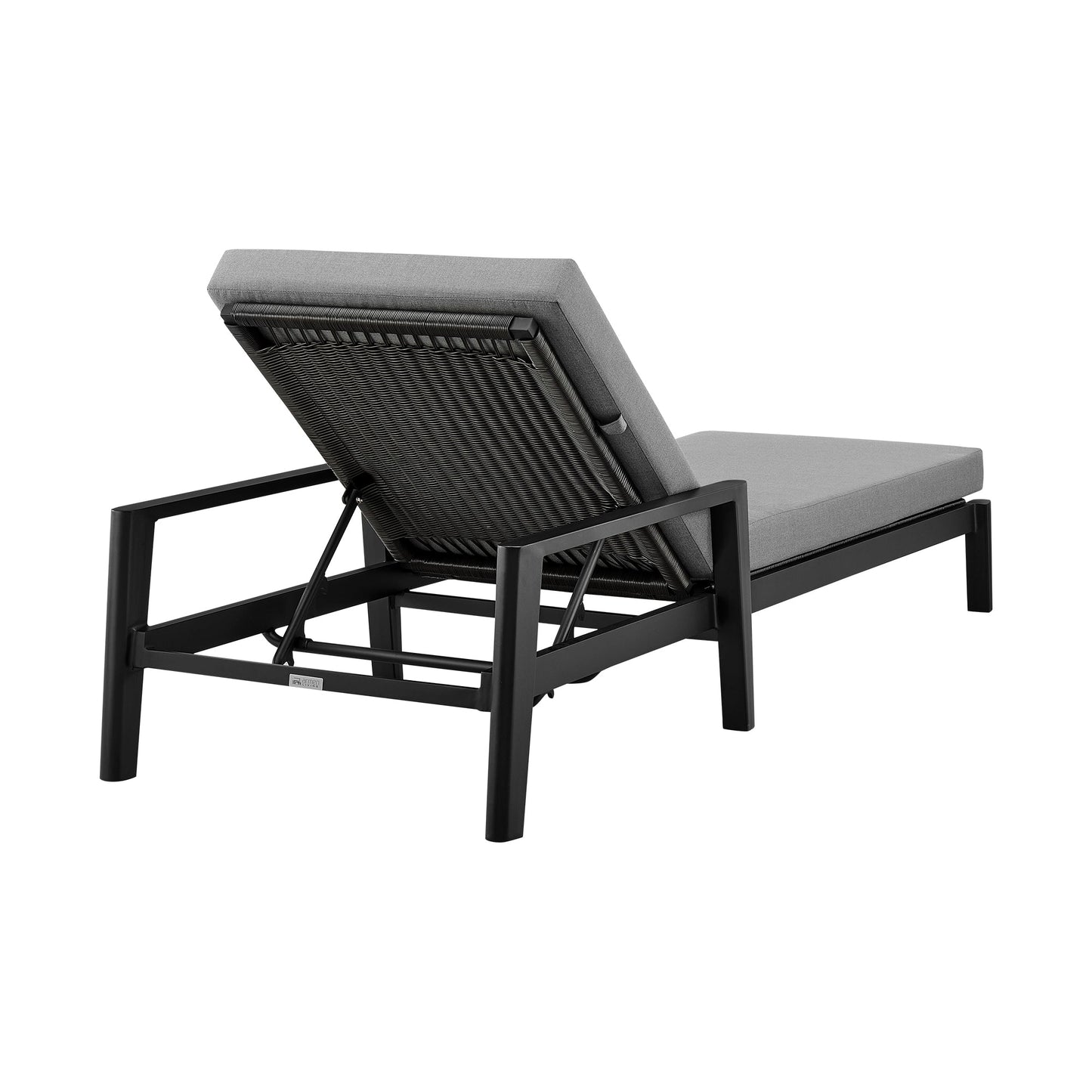 Cayman Outdoor Patio Adjustable Chaise Lounge Chair in Aluminum with Gray Cushions