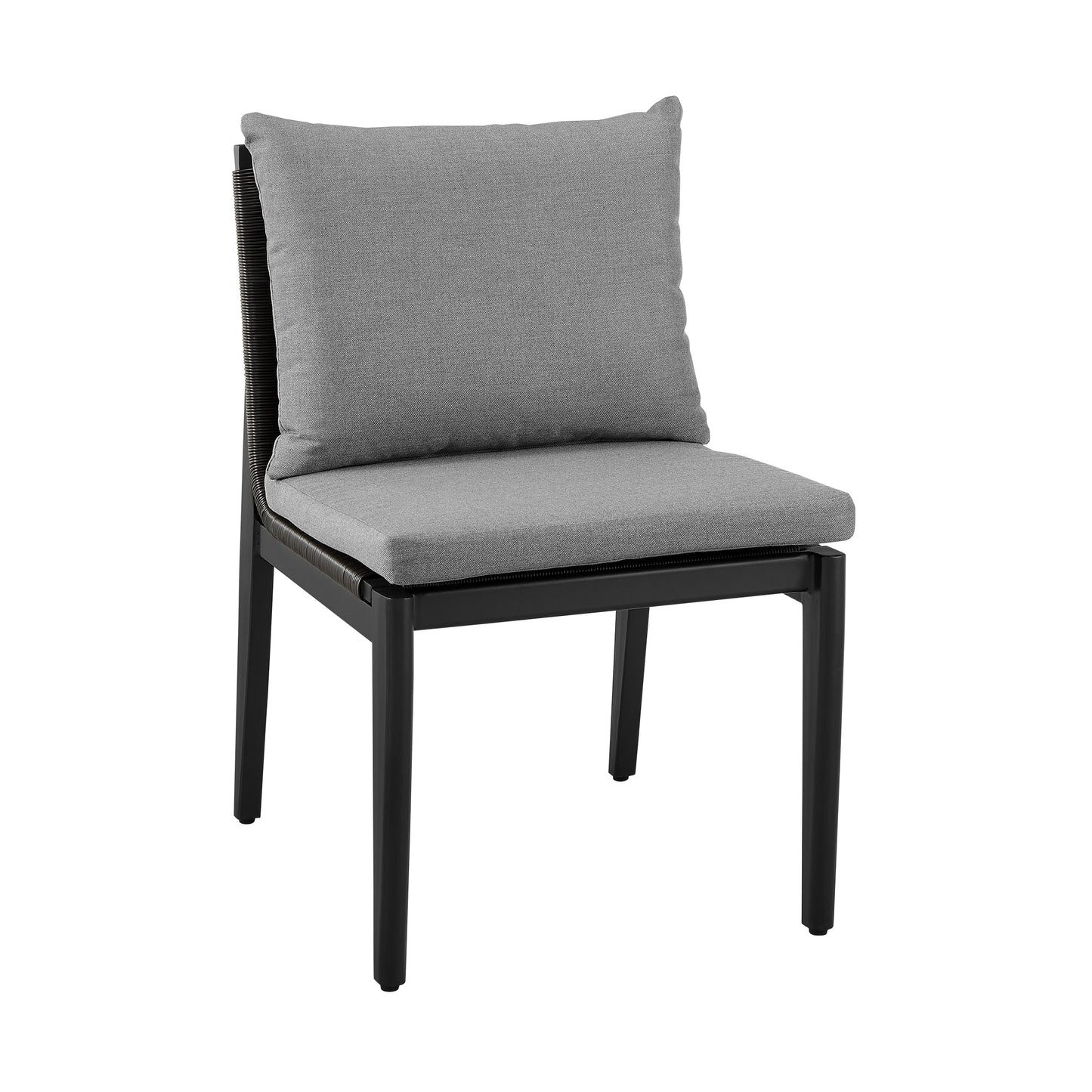 Cayman Outdoor Patio Dining Chairs in Aluminum with Gray Cushions - Set of 2