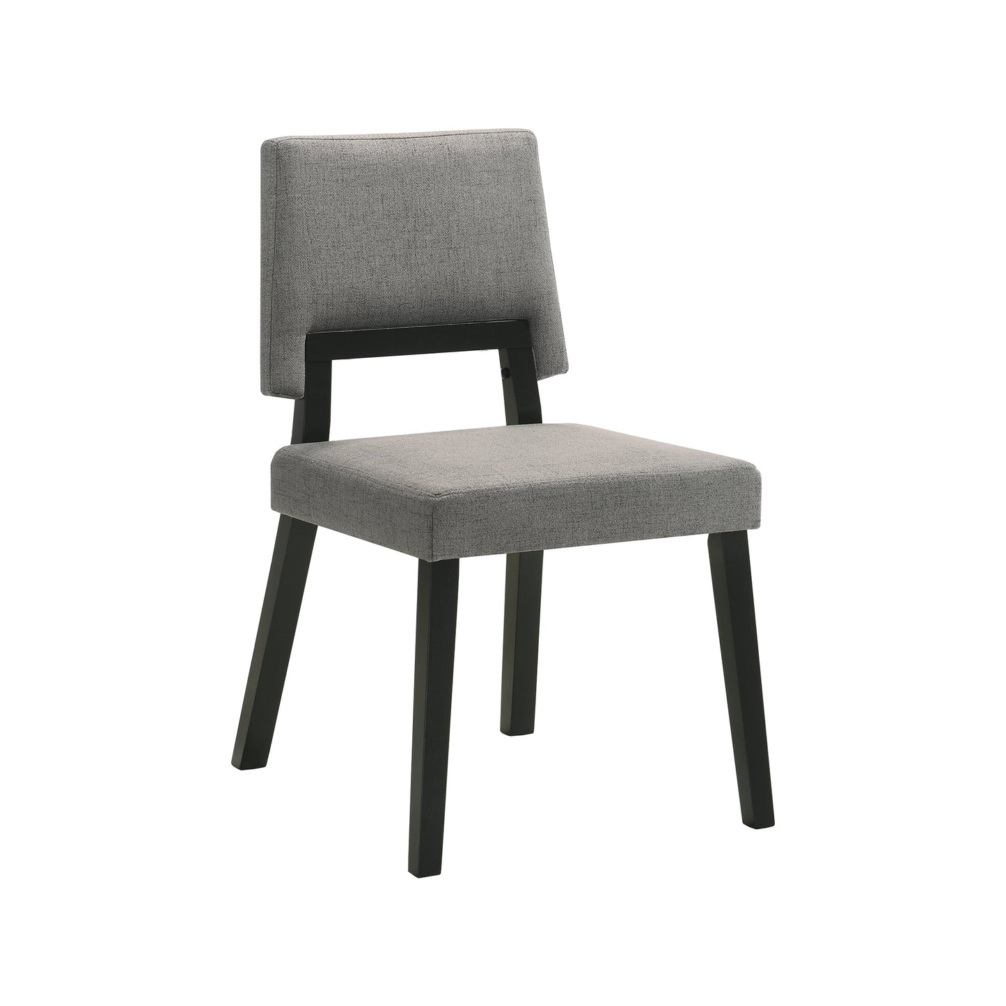 Channell Wood Dining Chair in Black Finish with Charcoal Fabric - Set of 2