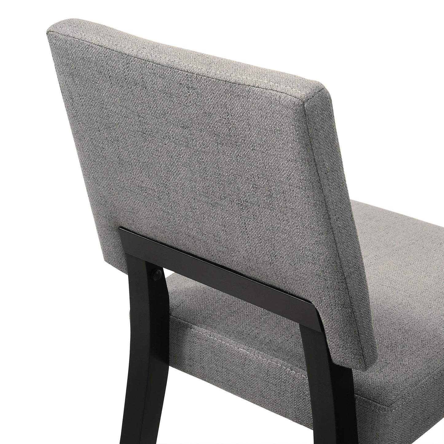 Channell Wood Dining Chair in Black Finish with Charcoal Fabric - Set of 2