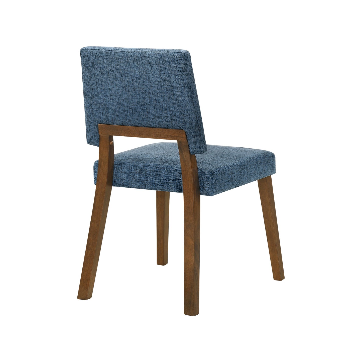 Channell Wood Dining Chair in Walnut Finish with Blue Fabric - Set of 2