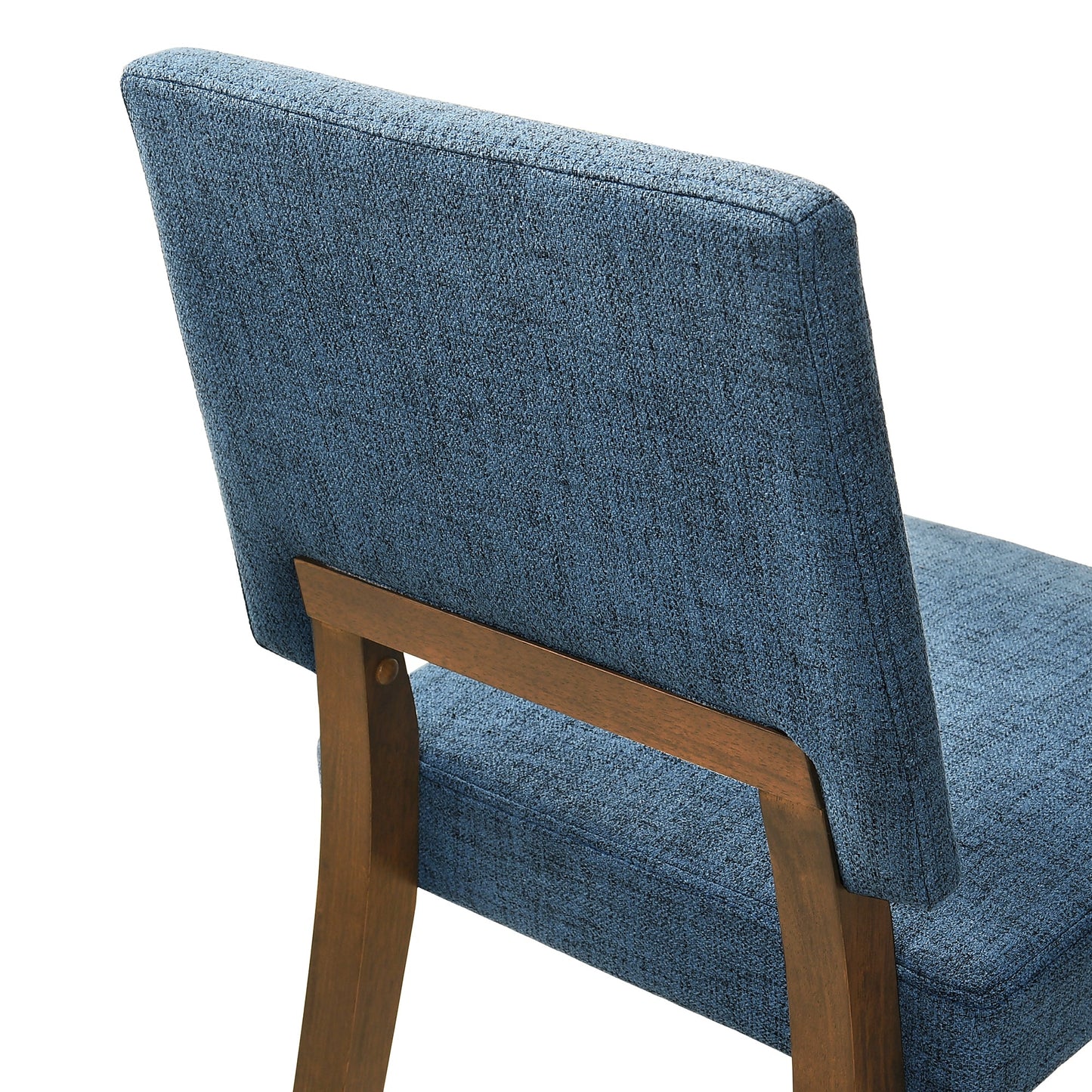 Channell Wood Dining Chair in Walnut Finish with Blue Fabric - Set of 2