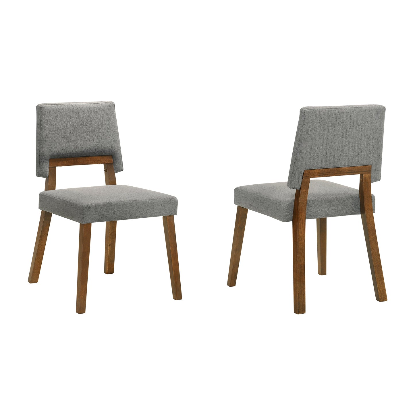 Channell Wood Dining Chair in Walnut Finish with Charcoal Fabric - Set of 2