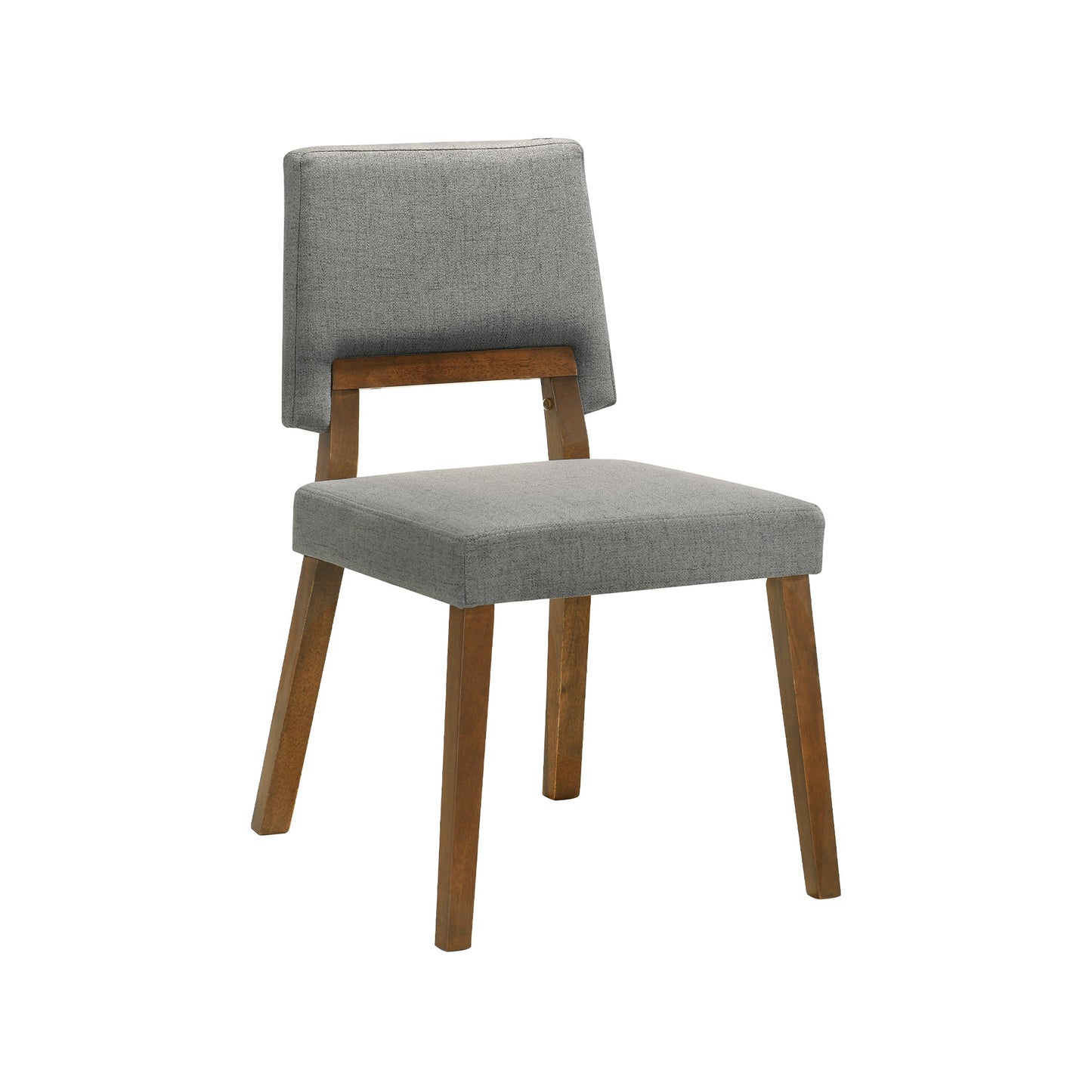 Channell Wood Dining Chair in Walnut Finish with Charcoal Fabric - Set of 2