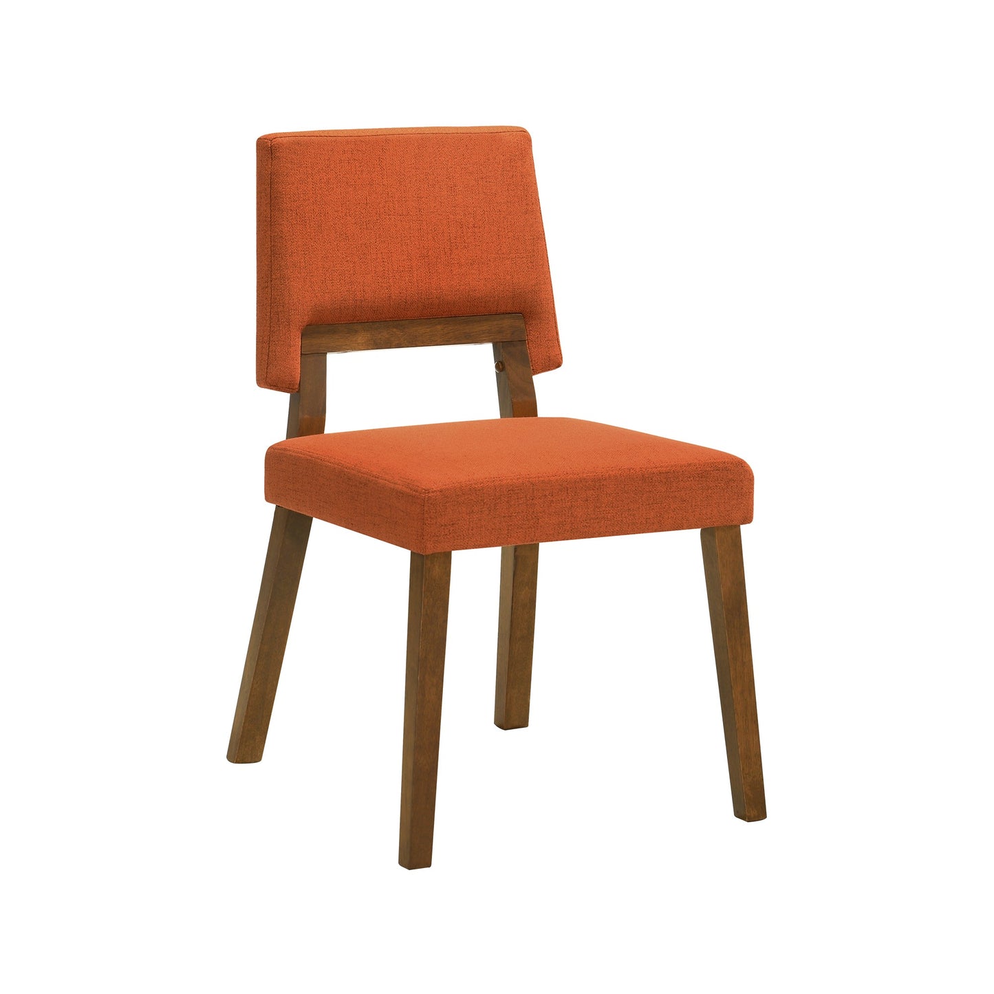 Channell Wood Dining Chair in Walnut Finish with Orange Fabric - Set of 2