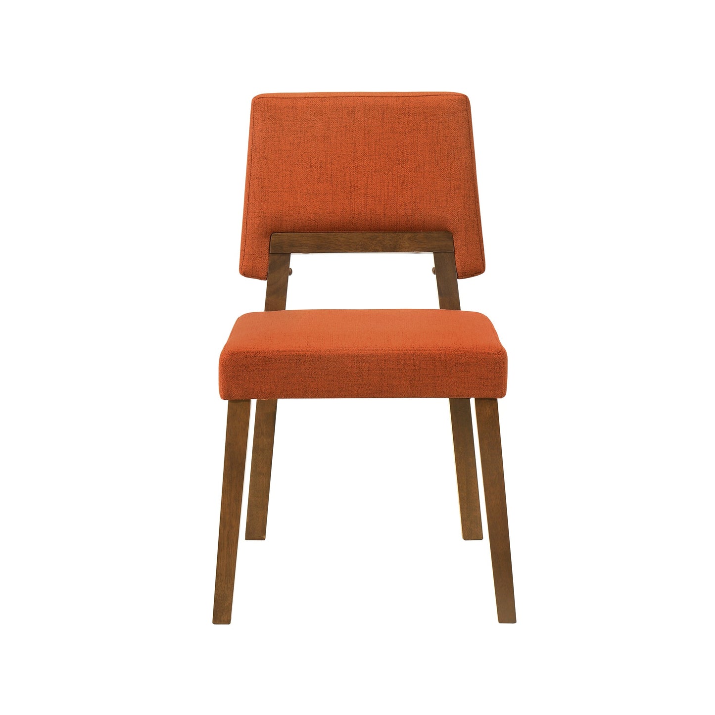 Channell Wood Dining Chair in Walnut Finish with Orange Fabric - Set of 2