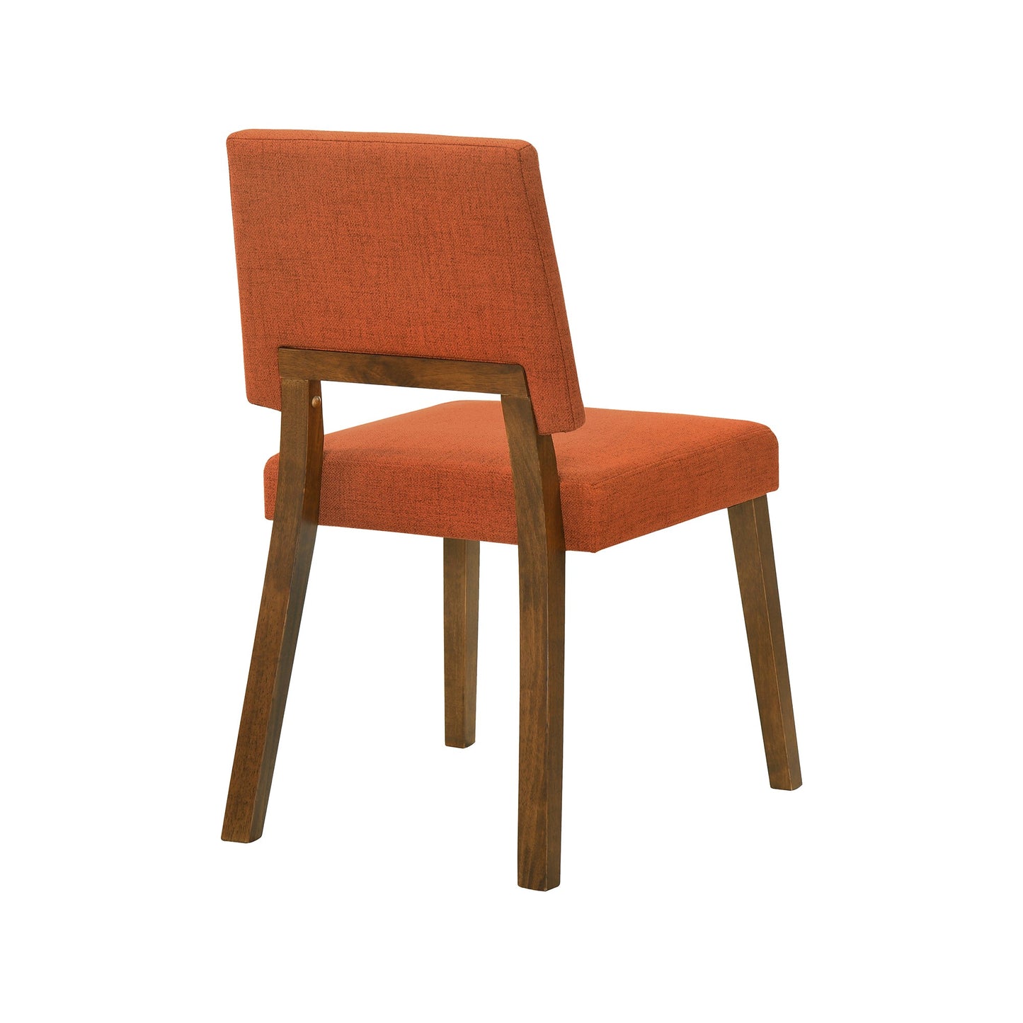 Channell Wood Dining Chair in Walnut Finish with Orange Fabric - Set of 2