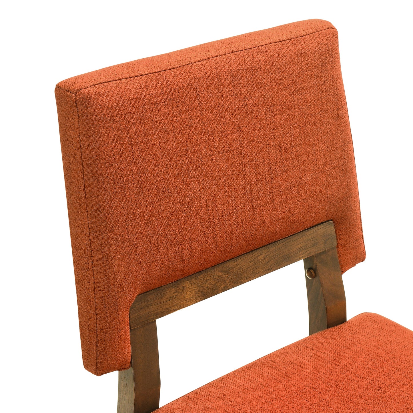 Channell Wood Dining Chair in Walnut Finish with Orange Fabric - Set of 2