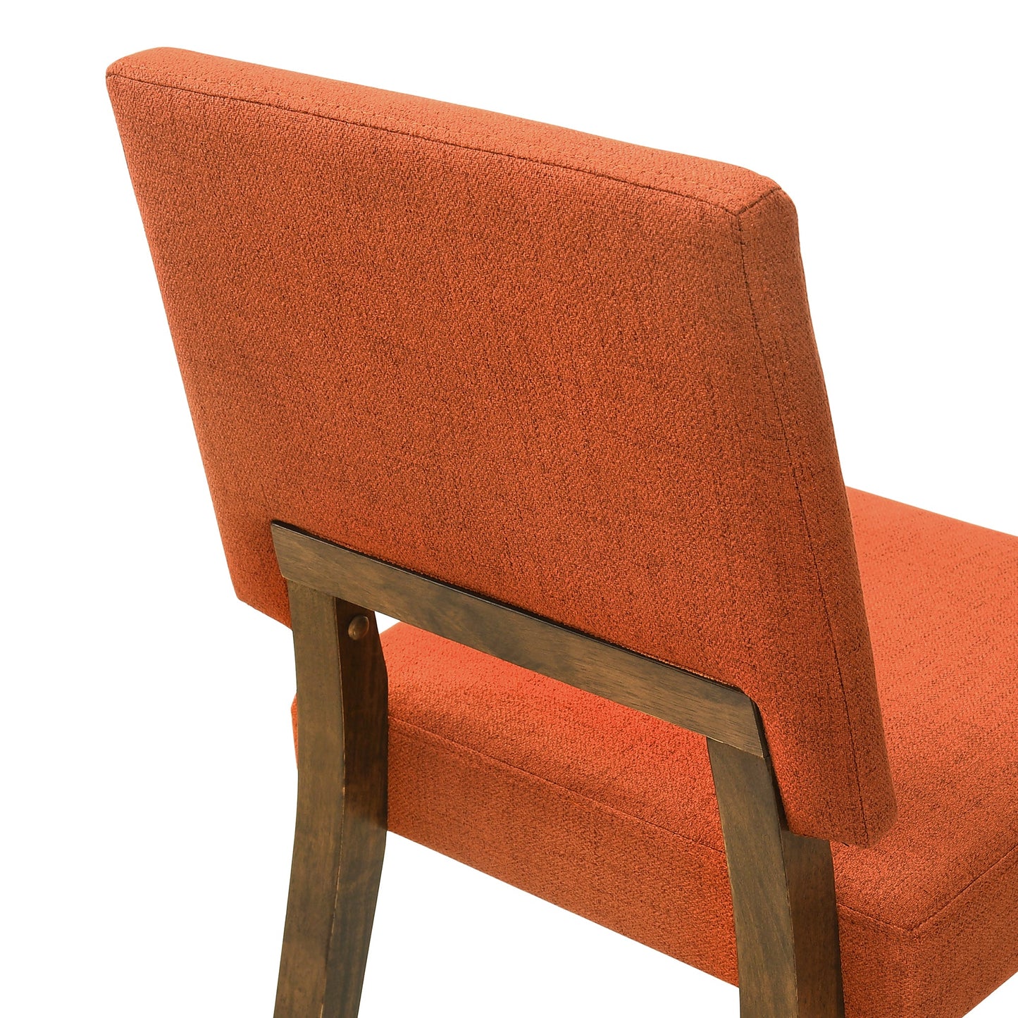 Channell Wood Dining Chair in Walnut Finish with Orange Fabric - Set of 2