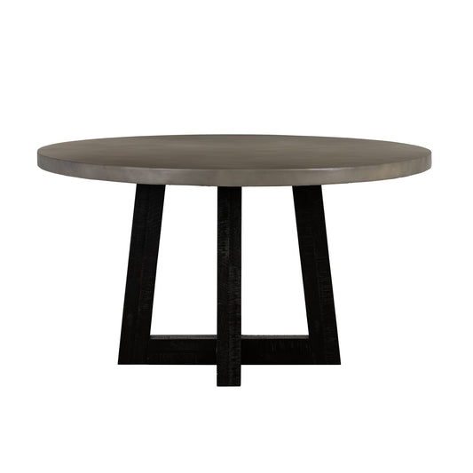 Chester Modern Concrete and Acacia Round Dining Table