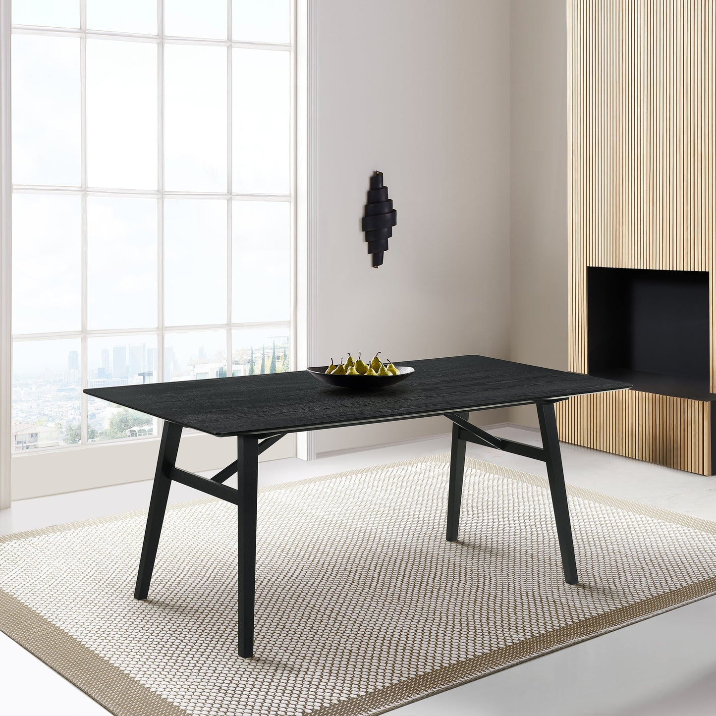 Channell Wood Dining Table in Black Finish