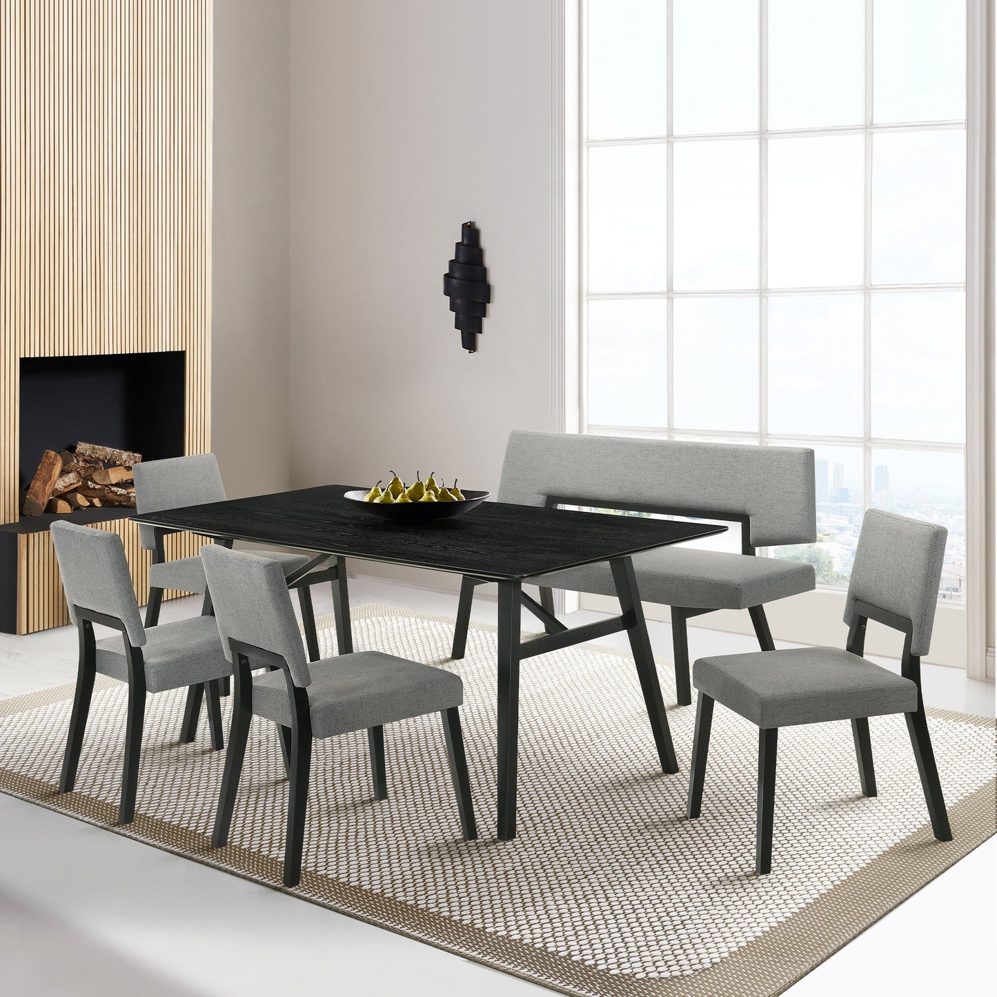 Channell Wood Dining Table in Black Finish