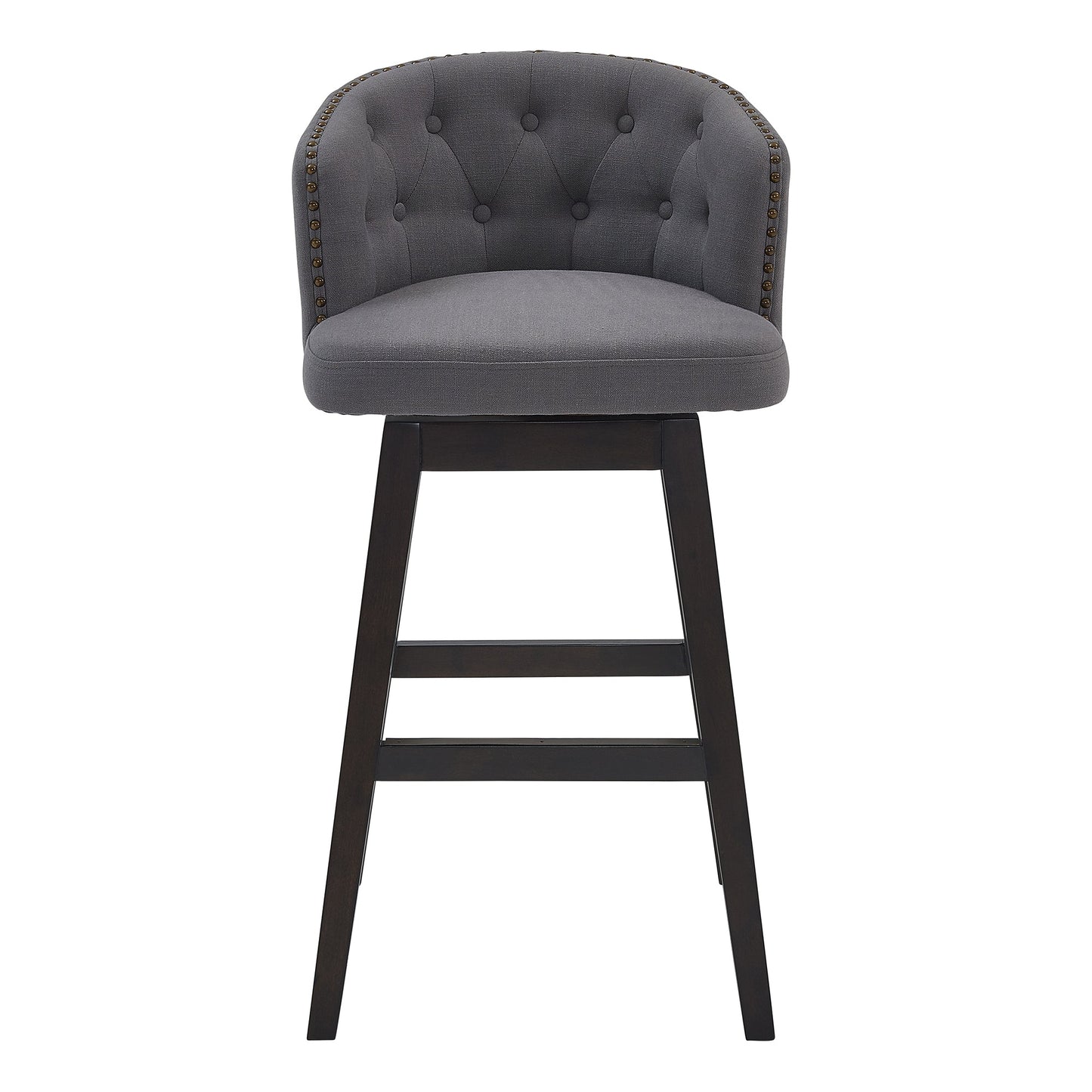 Celine 26" Counter Height Swivel Gray Fabric and Espresso Wood Bar Stool