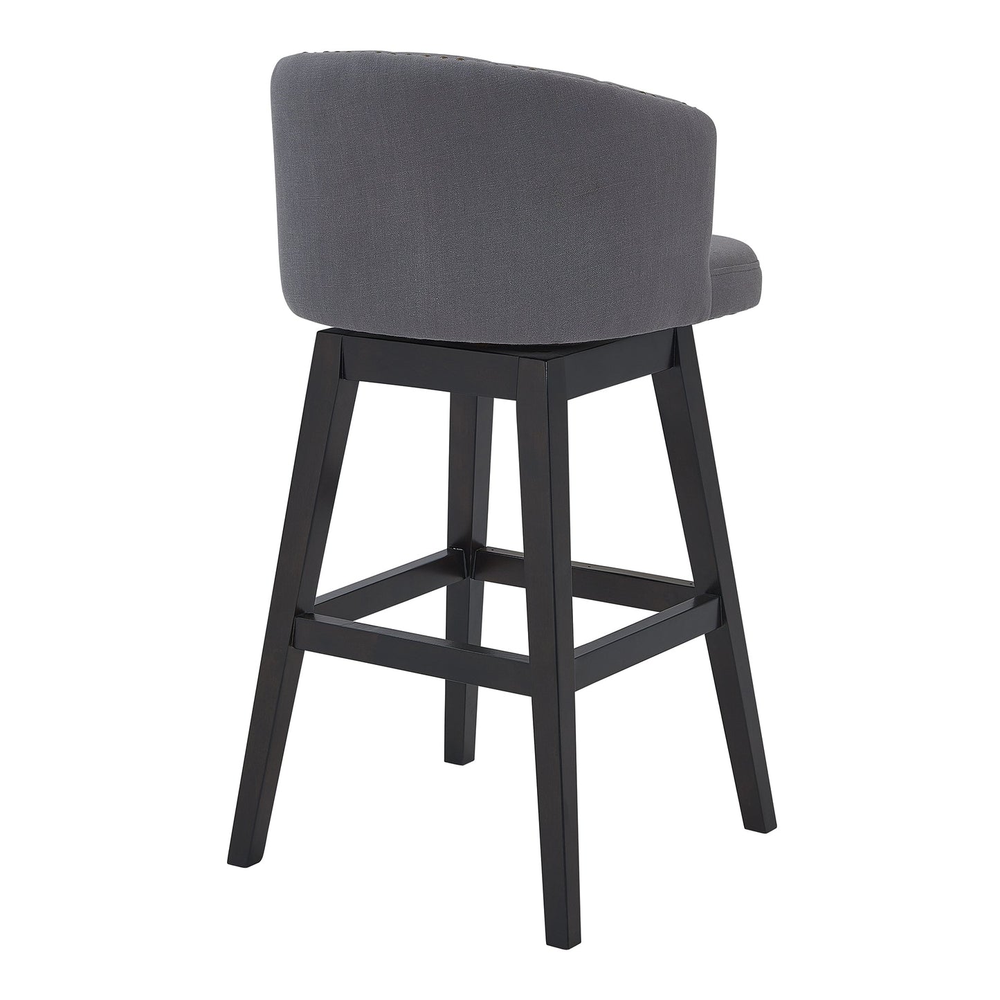 Celine 26" Counter Height Swivel Gray Fabric and Espresso Wood Bar Stool