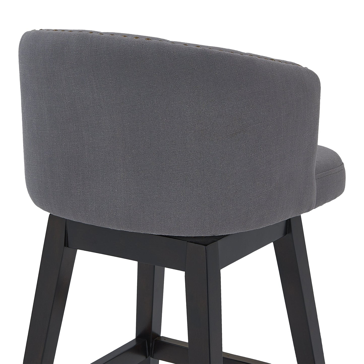 Celine 26" Counter Height Swivel Gray Fabric and Espresso Wood Bar Stool