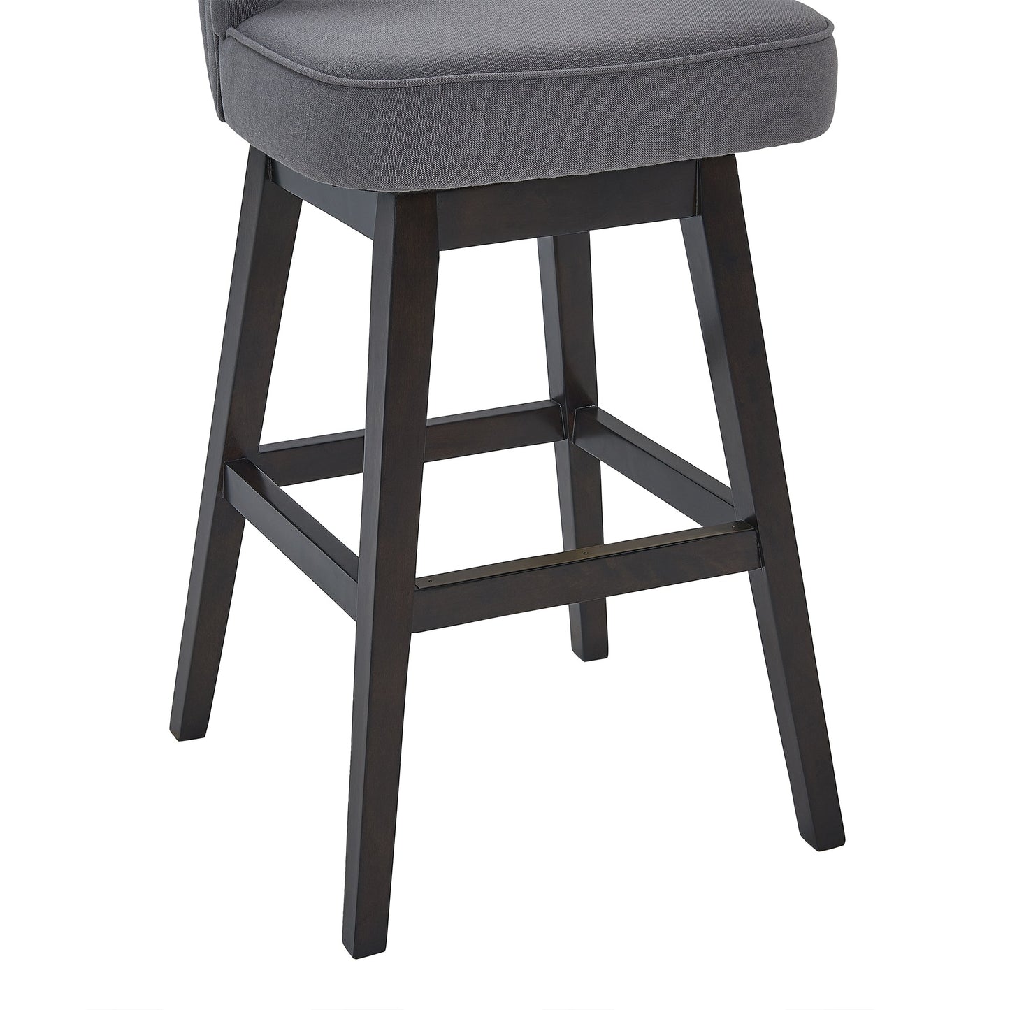 Celine 26" Counter Height Swivel Gray Fabric and Espresso Wood Bar Stool