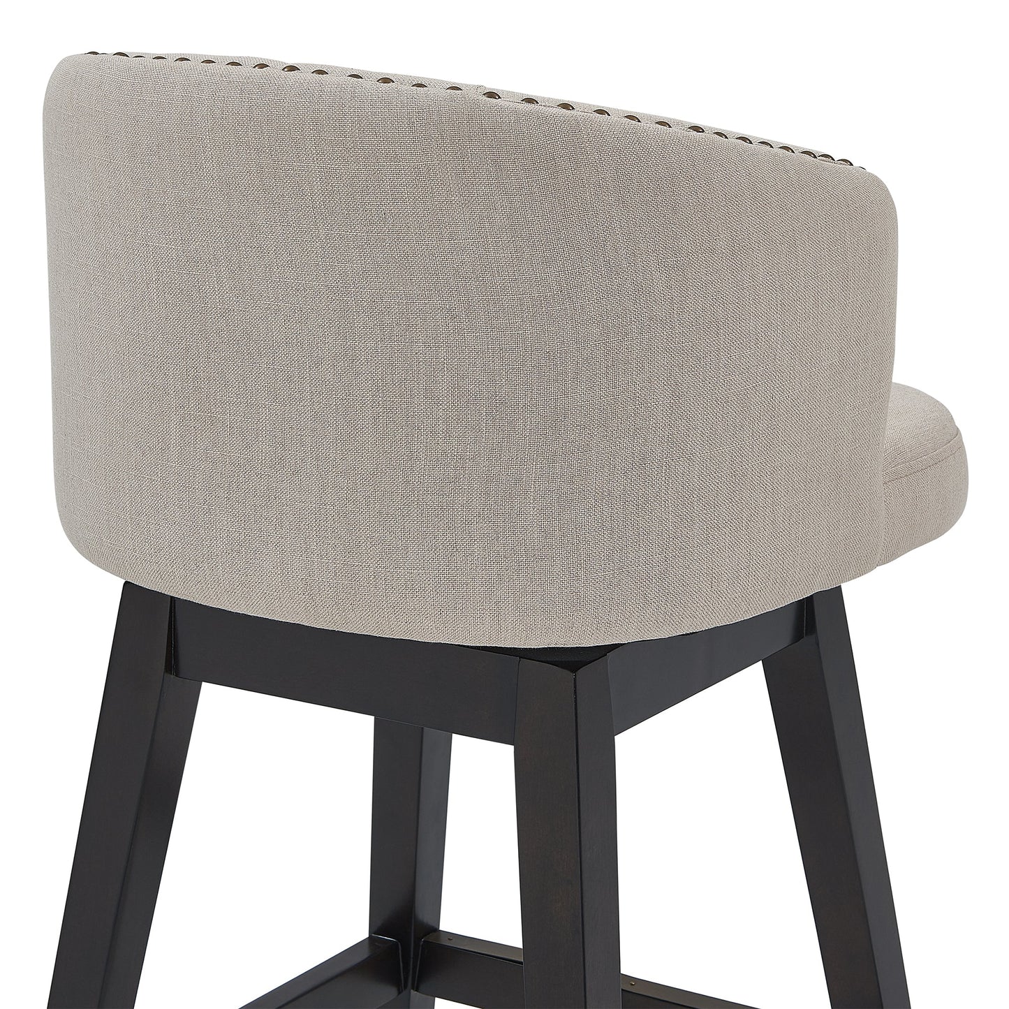 Celine 26" Counter Height Swivel Tan Fabric and Espresso Wood Bar Stool