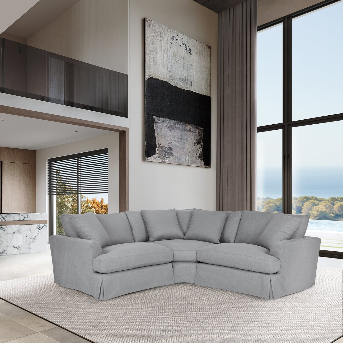 Ciara Upholstered 3 Piece Sectional Sofa in Slate Gray