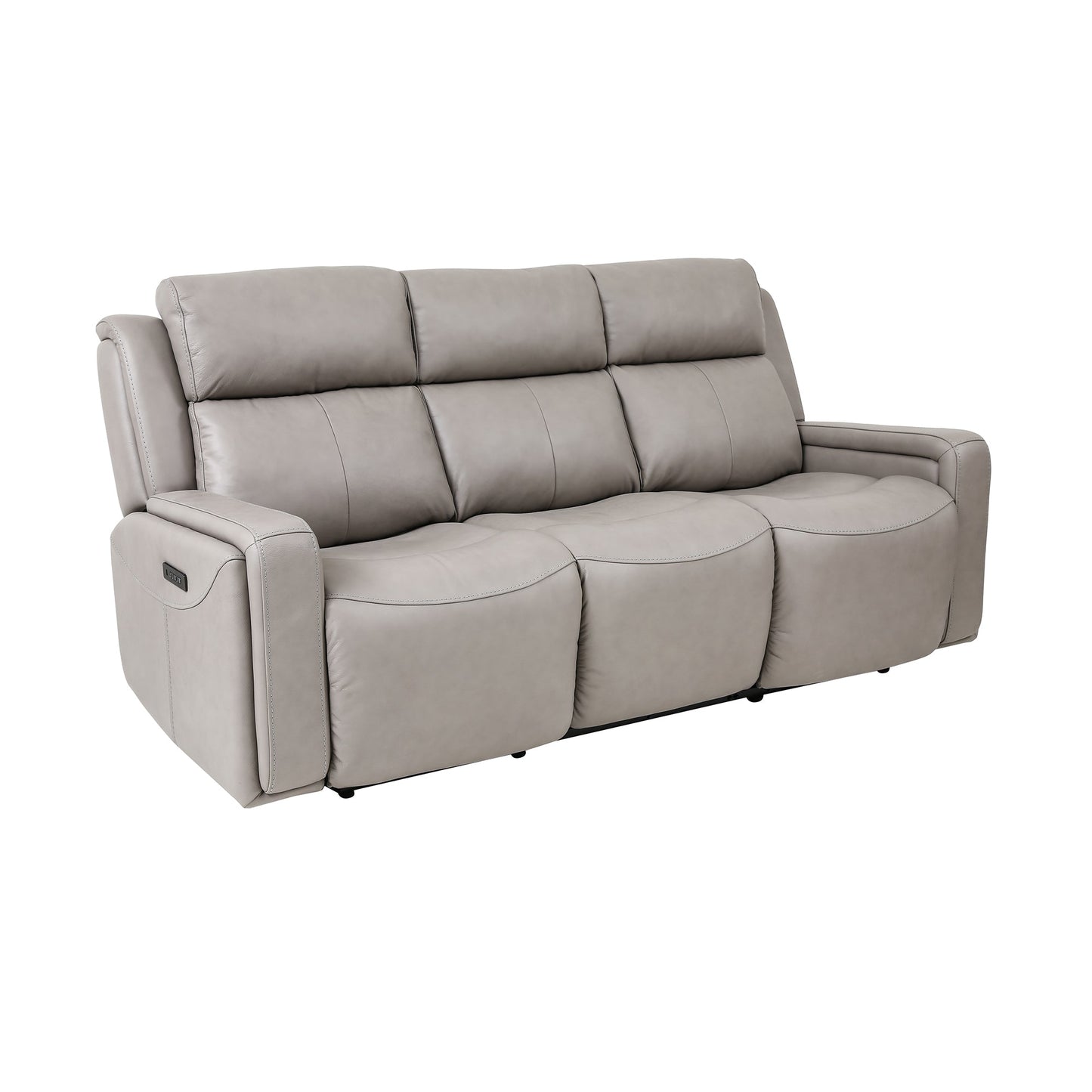 Claude Dual Power Headrest and Lumbar Support Reclining Sofa in Light Gray Genuine Leather