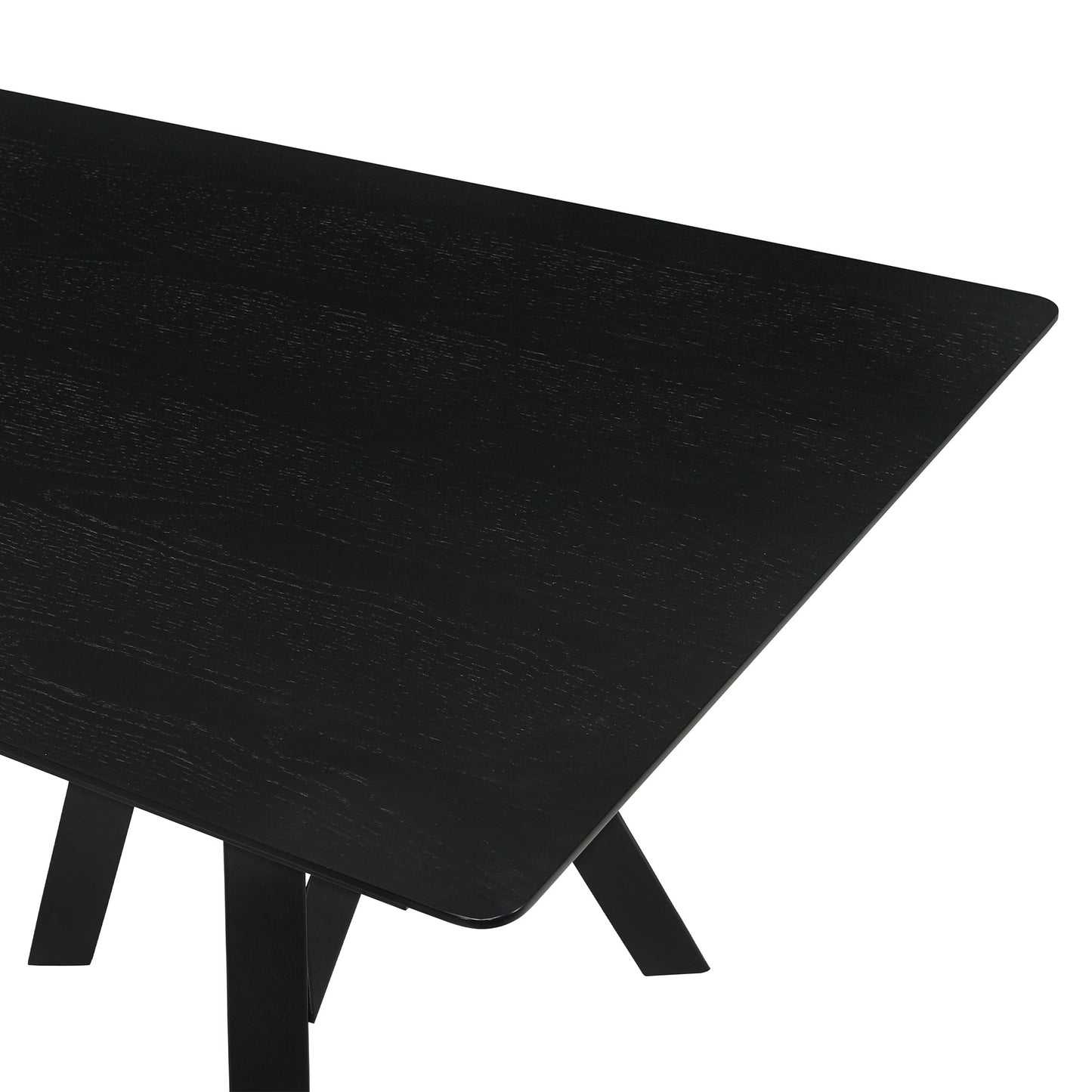 Cortina 79" Mid-Century Modern Black Wood Dining Table with Black Legs