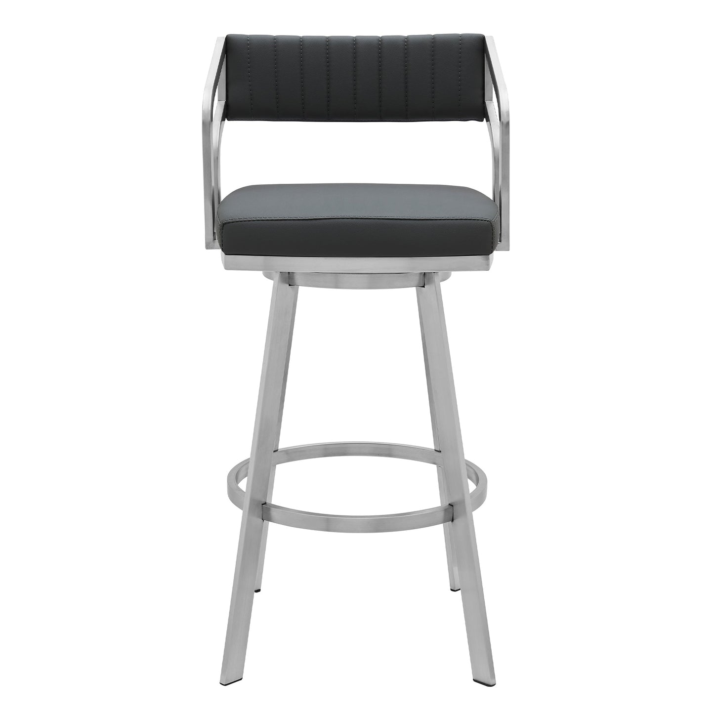 Capri 26" Swivel Modern Metal and Slate Gray Faux Leather Bar and Counter Stool