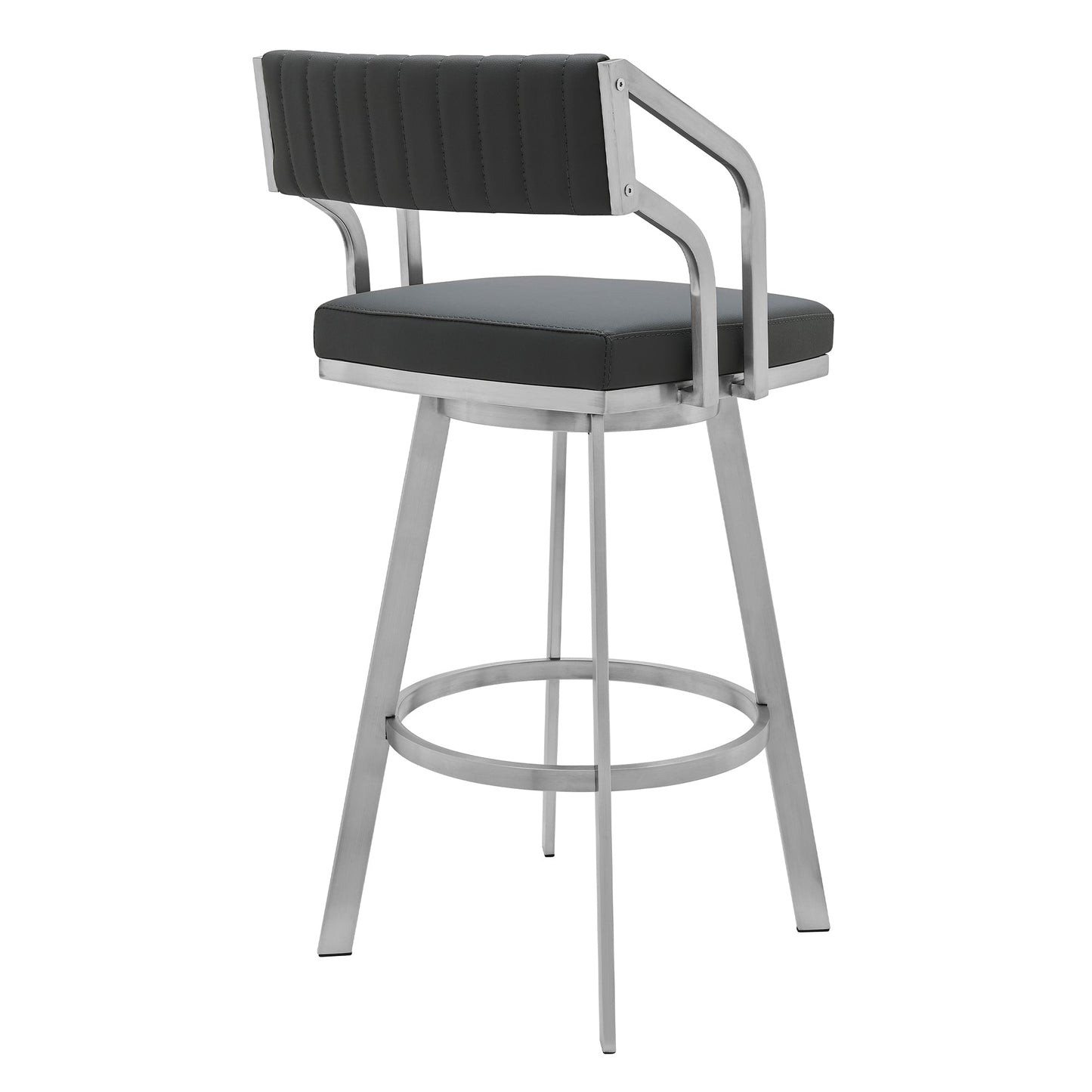 Capri 26" Swivel Modern Metal and Slate Gray Faux Leather Bar and Counter Stool