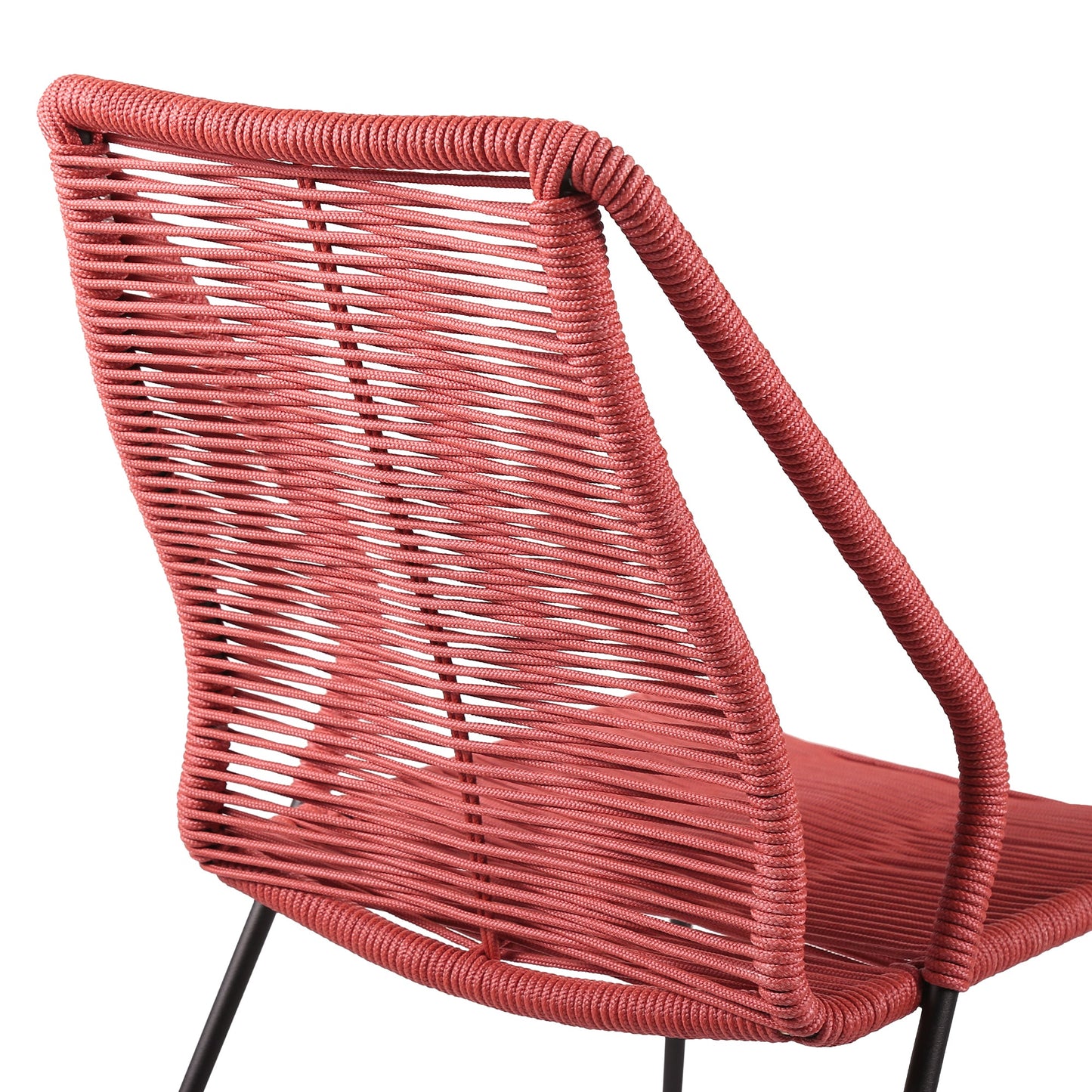 Clip Indoor Outdoor Stackable Steel Dining Chair with Brick Red Rope - Set of 2