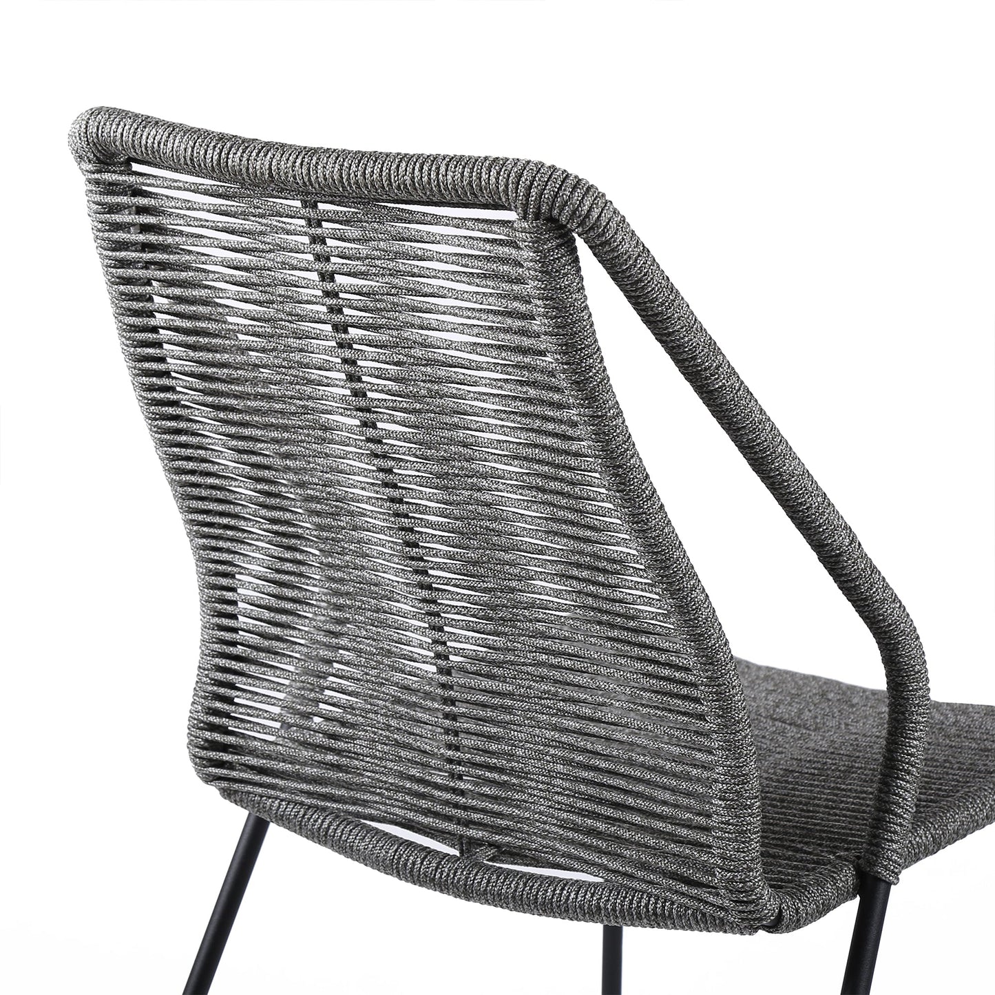 Clip Indoor Outdoor Stackable Steel Dining Chair with Gray Rope - Set of 2