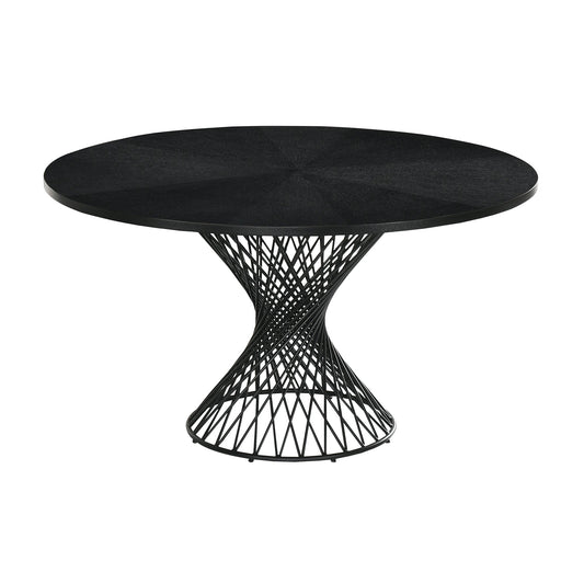 Cirque 54" Round Black Wood and Metal Pedestal Dining Table