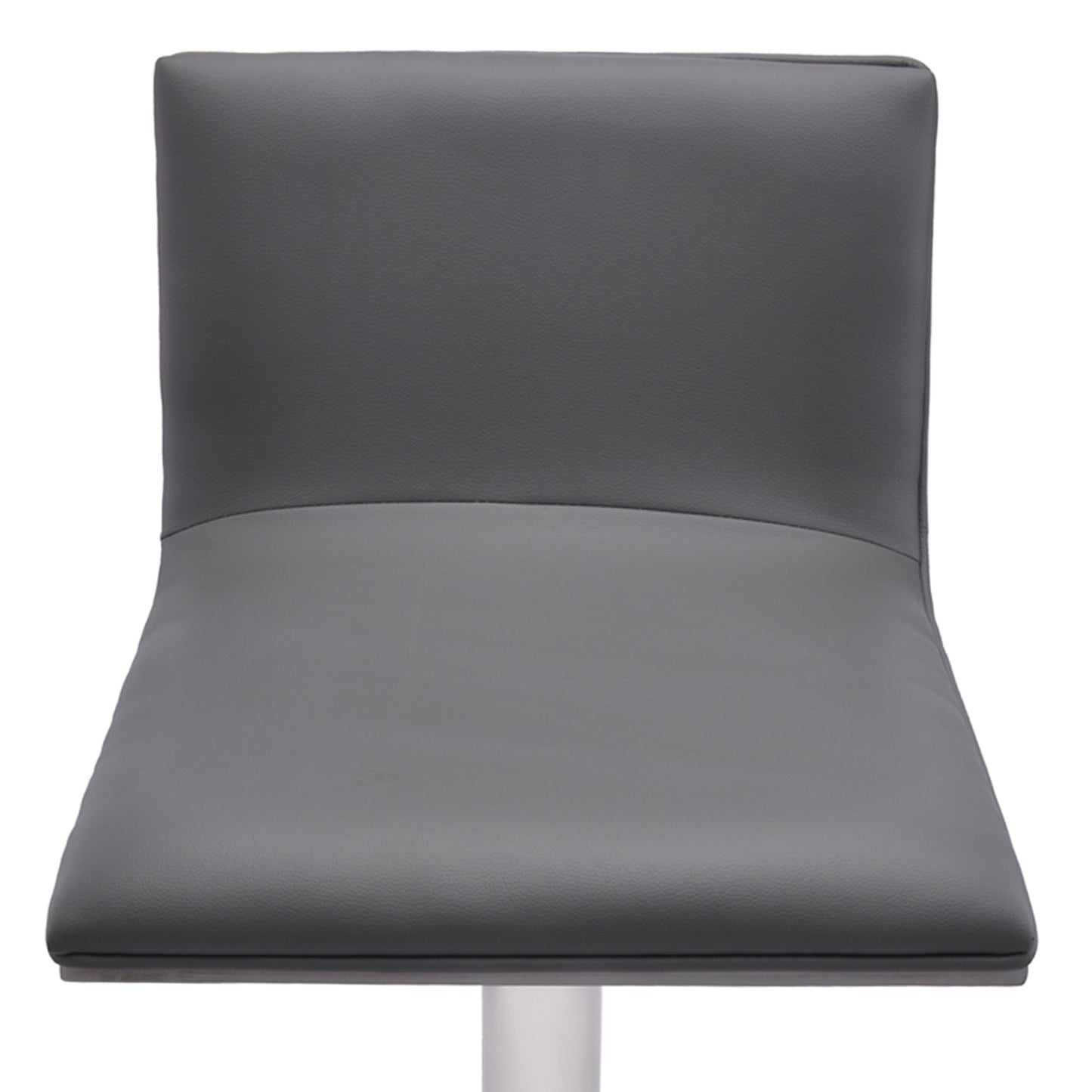 Crystal Adjustable Height Swivel Gray Faux Leather and Gray Walnut Bar Stool with Brushed Stainless Steel Base