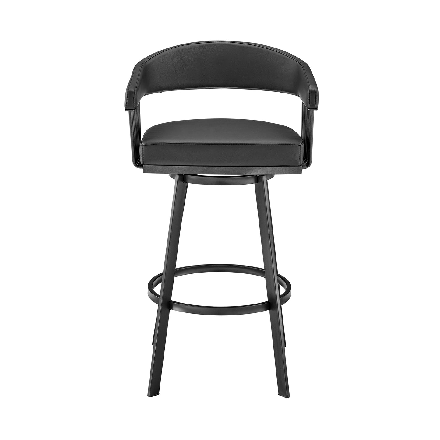 Chelsea 26" Counter Height Swivel Bar Stool in Black Finish and Black Faux Leather