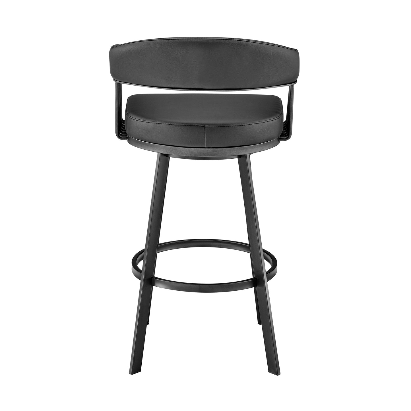 Chelsea 26" Counter Height Swivel Bar Stool in Black Finish and Black Faux Leather