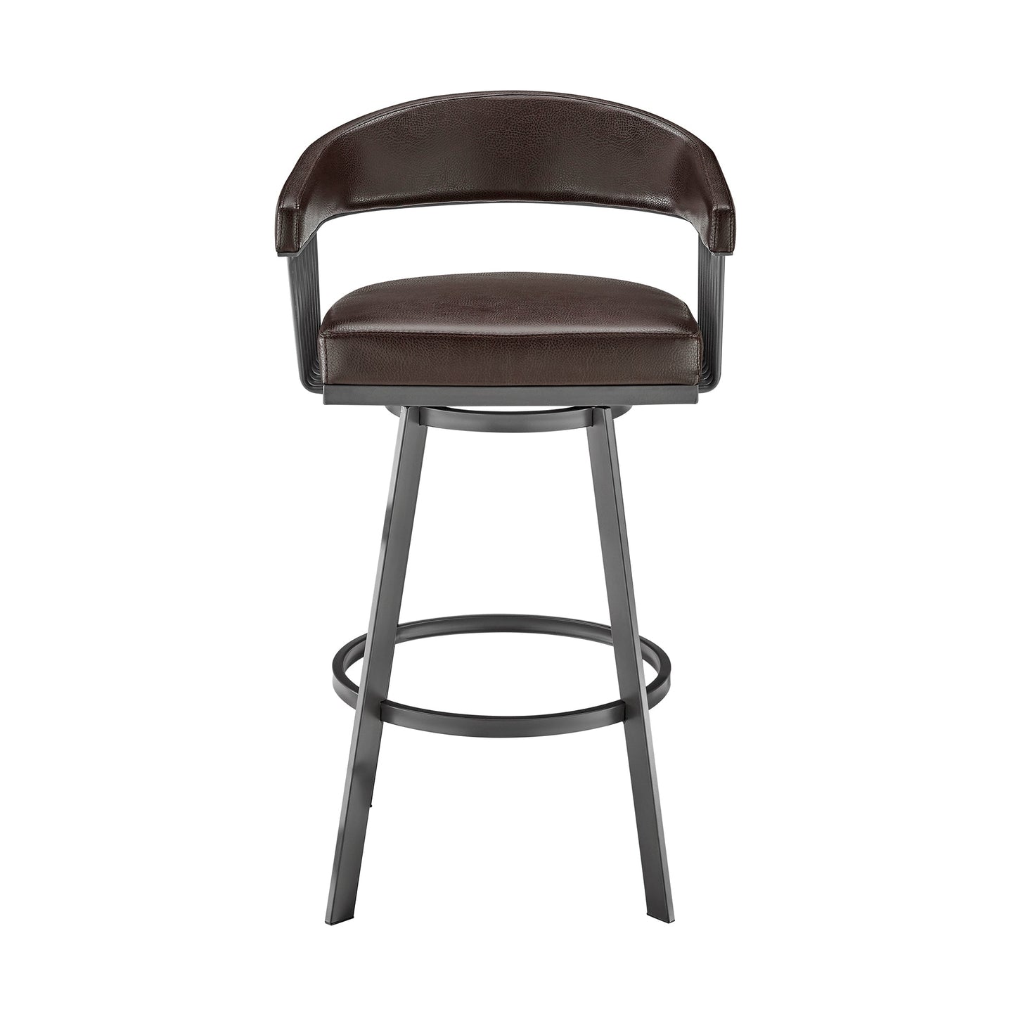 Chelsea 26" Counter Height Swivel Bar Stool in Java Brown Finish and Chocolate Faux Leather