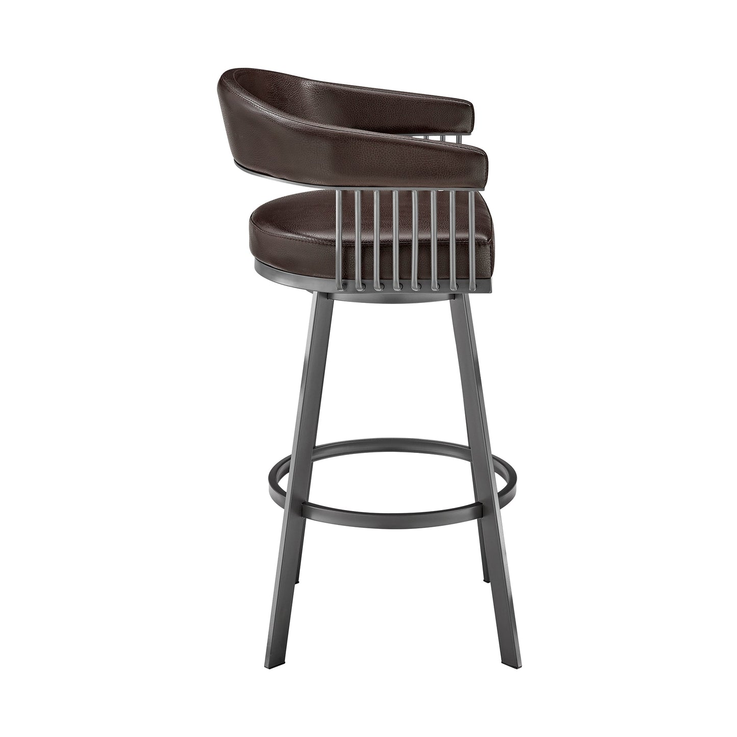 Chelsea 26" Counter Height Swivel Bar Stool in Java Brown Finish and Chocolate Faux Leather