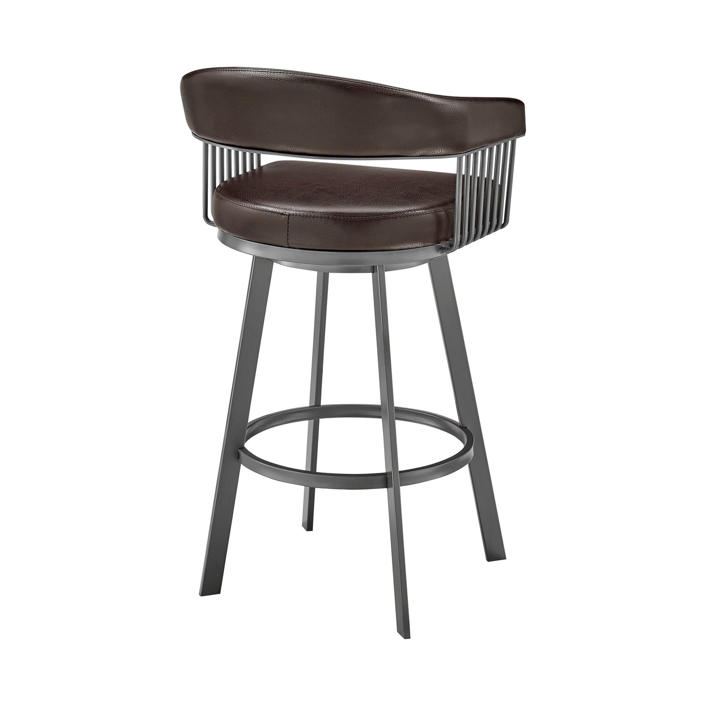 Chelsea 26" Counter Height Swivel Bar Stool in Java Brown Finish and Chocolate Faux Leather