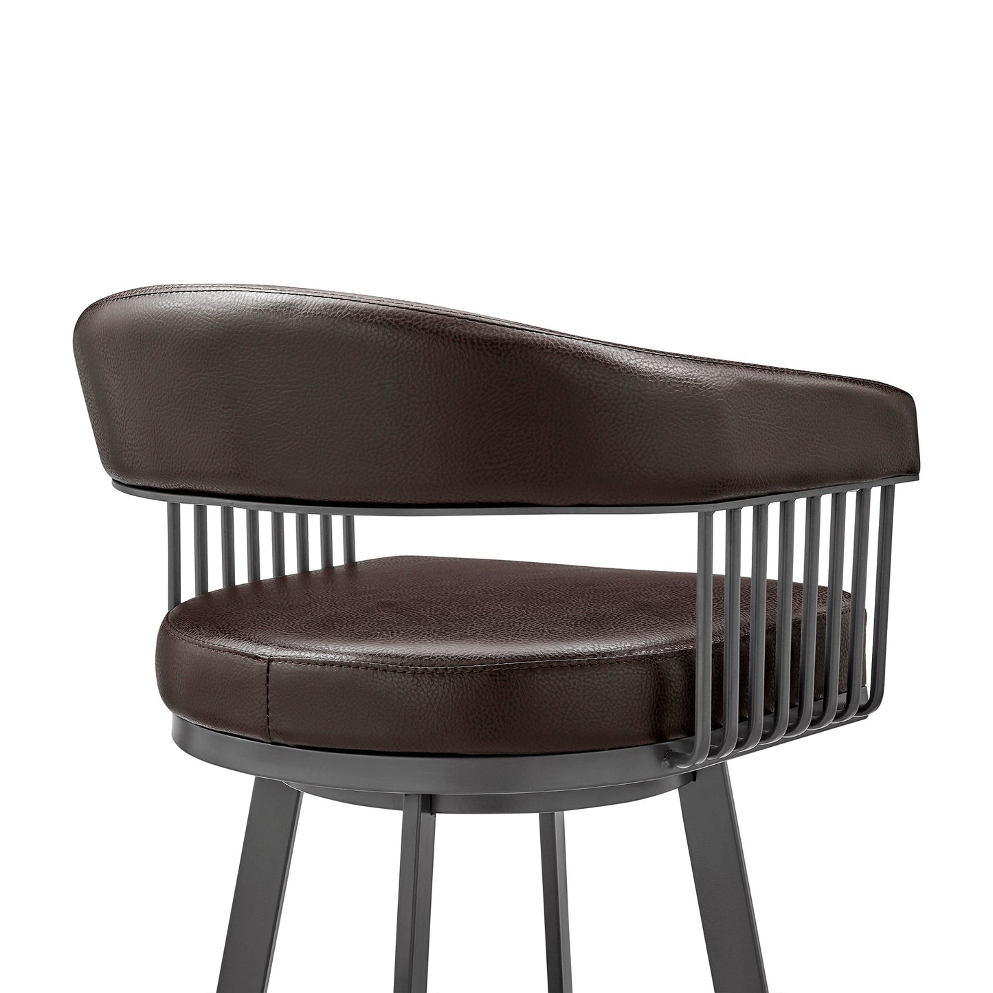 Chelsea 26" Counter Height Swivel Bar Stool in Java Brown Finish and Chocolate Faux Leather