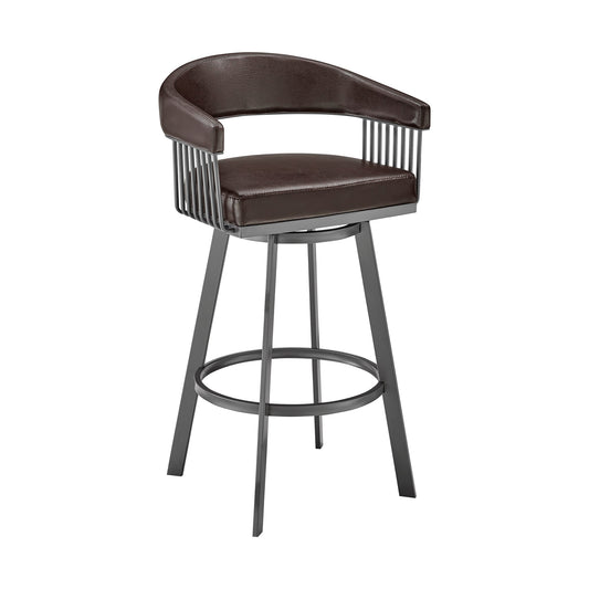 Chelsea 26" Counter Height Swivel Bar Stool in Java Brown Finish and Chocolate Faux Leather