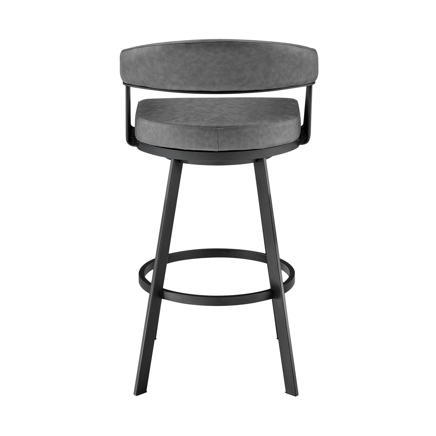 Chelsea 26" Counter Height Swivel Bar Stool in Black Finish and Gray Faux Leather