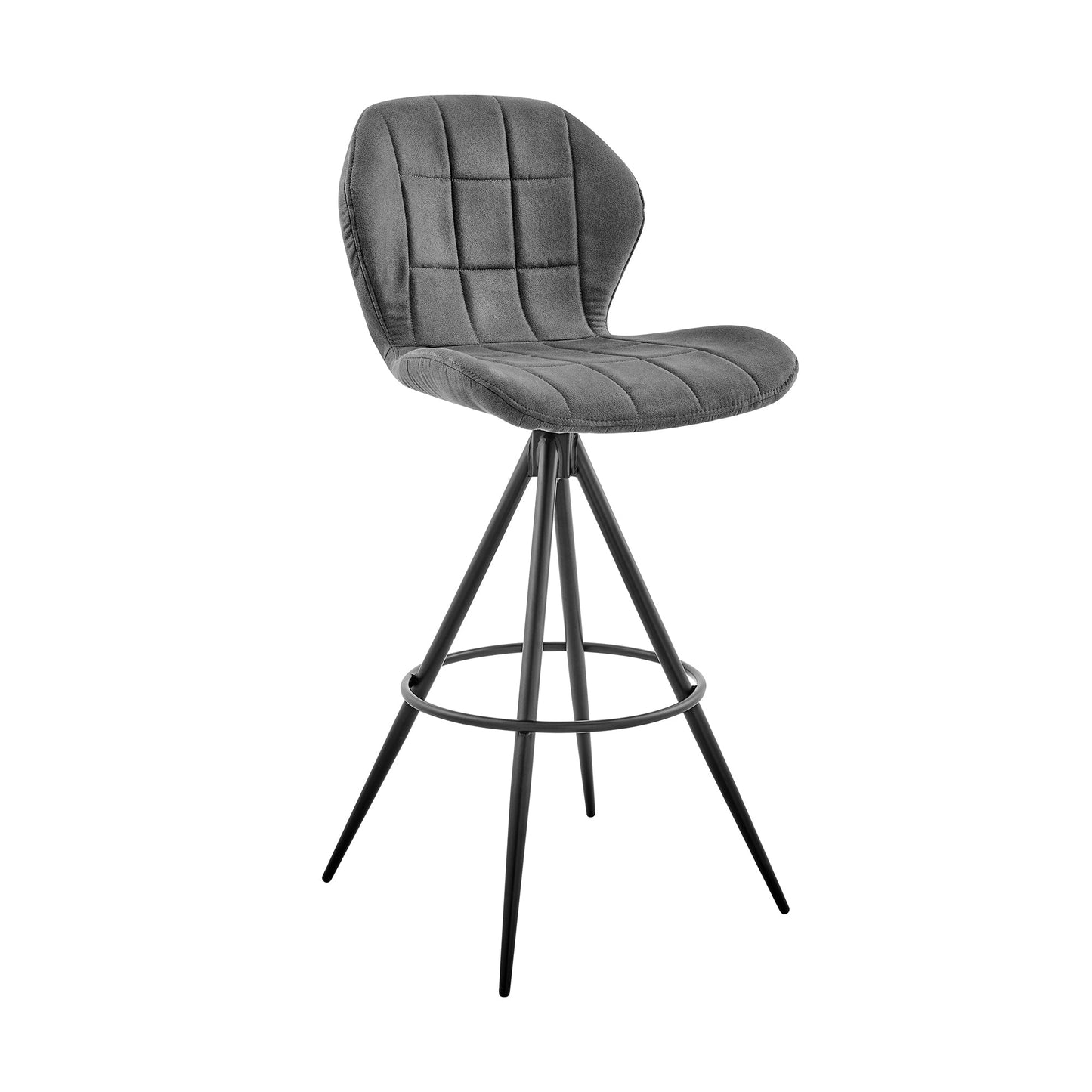 Catalina 26" Counter Height Bar Stool in Charcoal Fabric and Black Finish