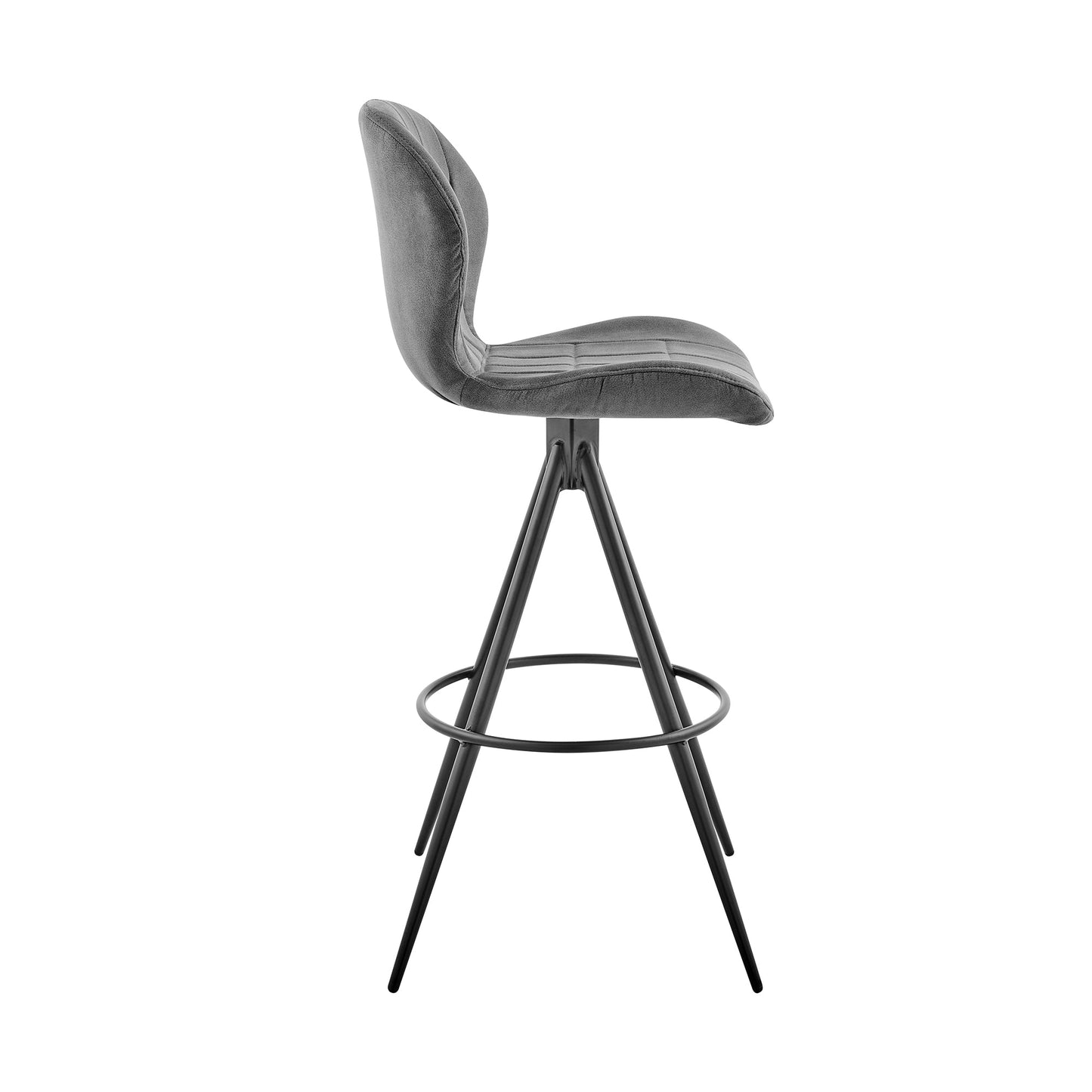 Catalina 26" Counter Height Bar Stool in Charcoal Fabric and Black Finish