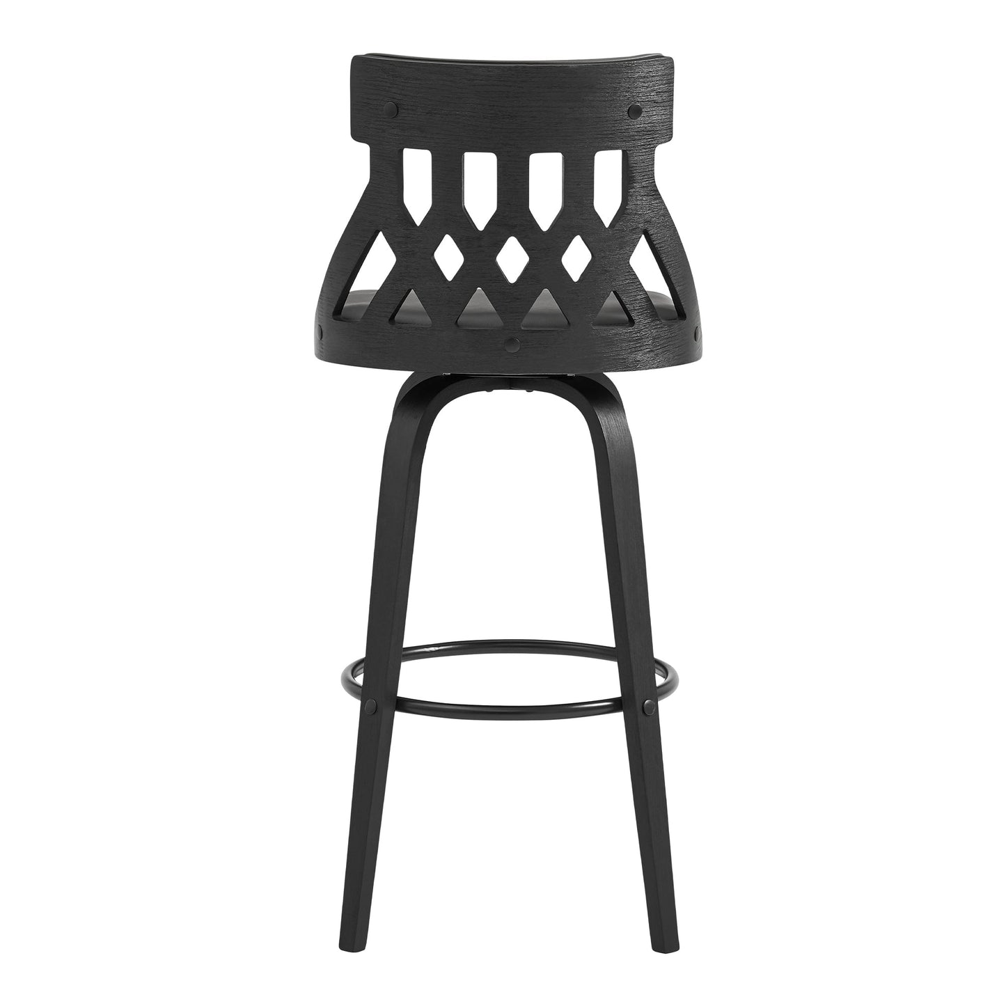 Crux 26" Swivel Counter Stool in Gray Faux Leather and Black Wood