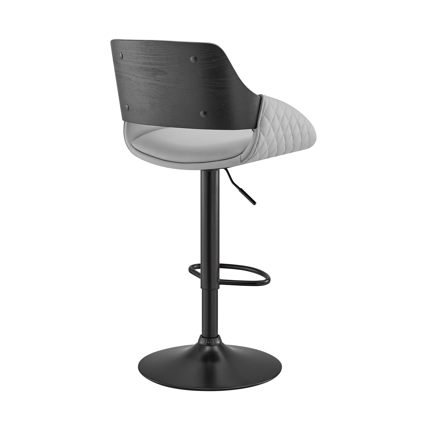 Colby Adjustable Gray Faux Leather and Black Finish Bar Stool